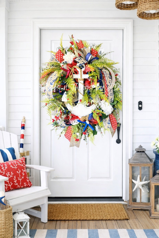 Patriotic Wreath - Coastal Nautical Anchor