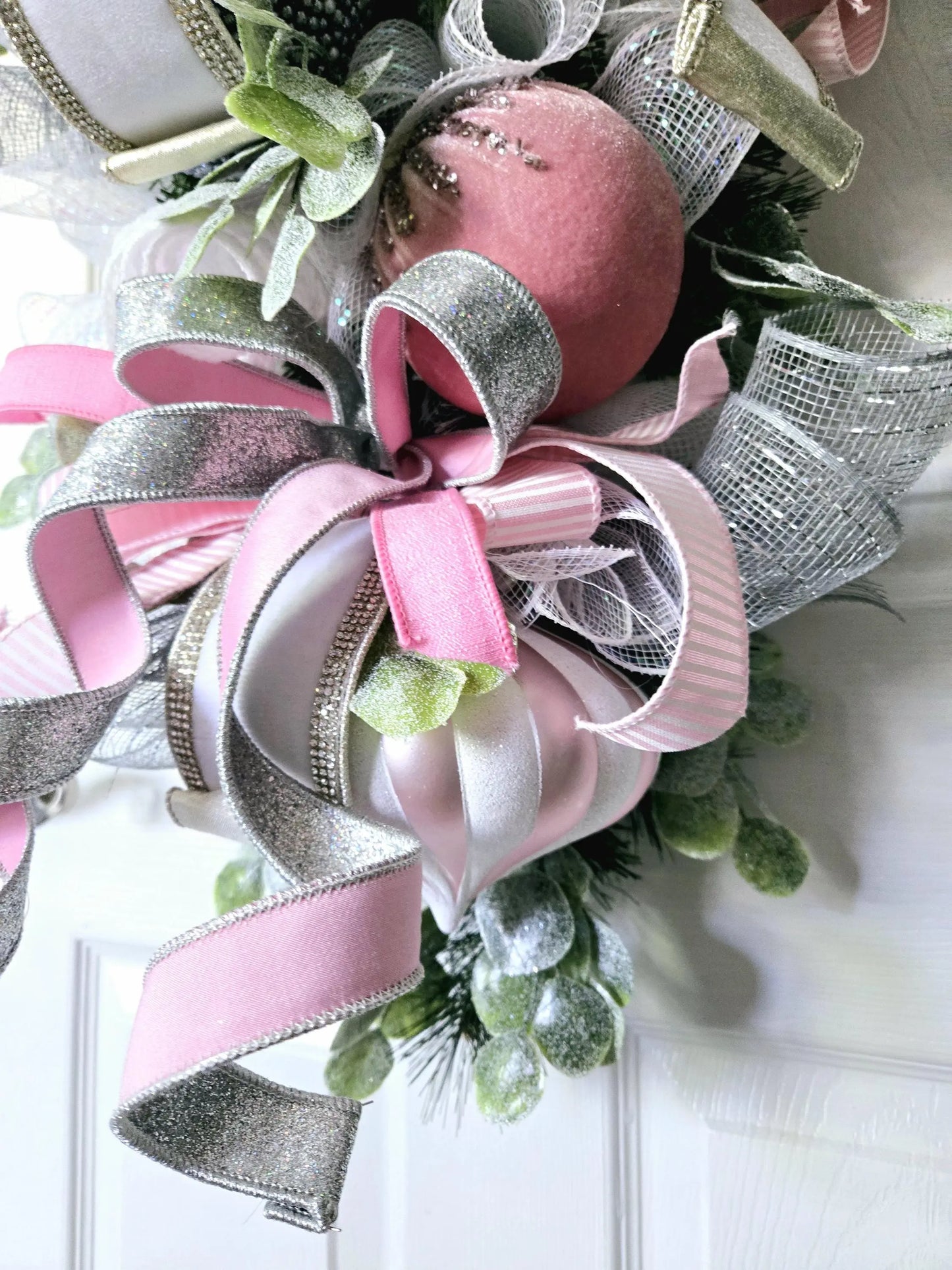 Elegant Glamorous Pink & Silver Ornament Christmas Swag or Centerpiece Stuffs n Things by JD