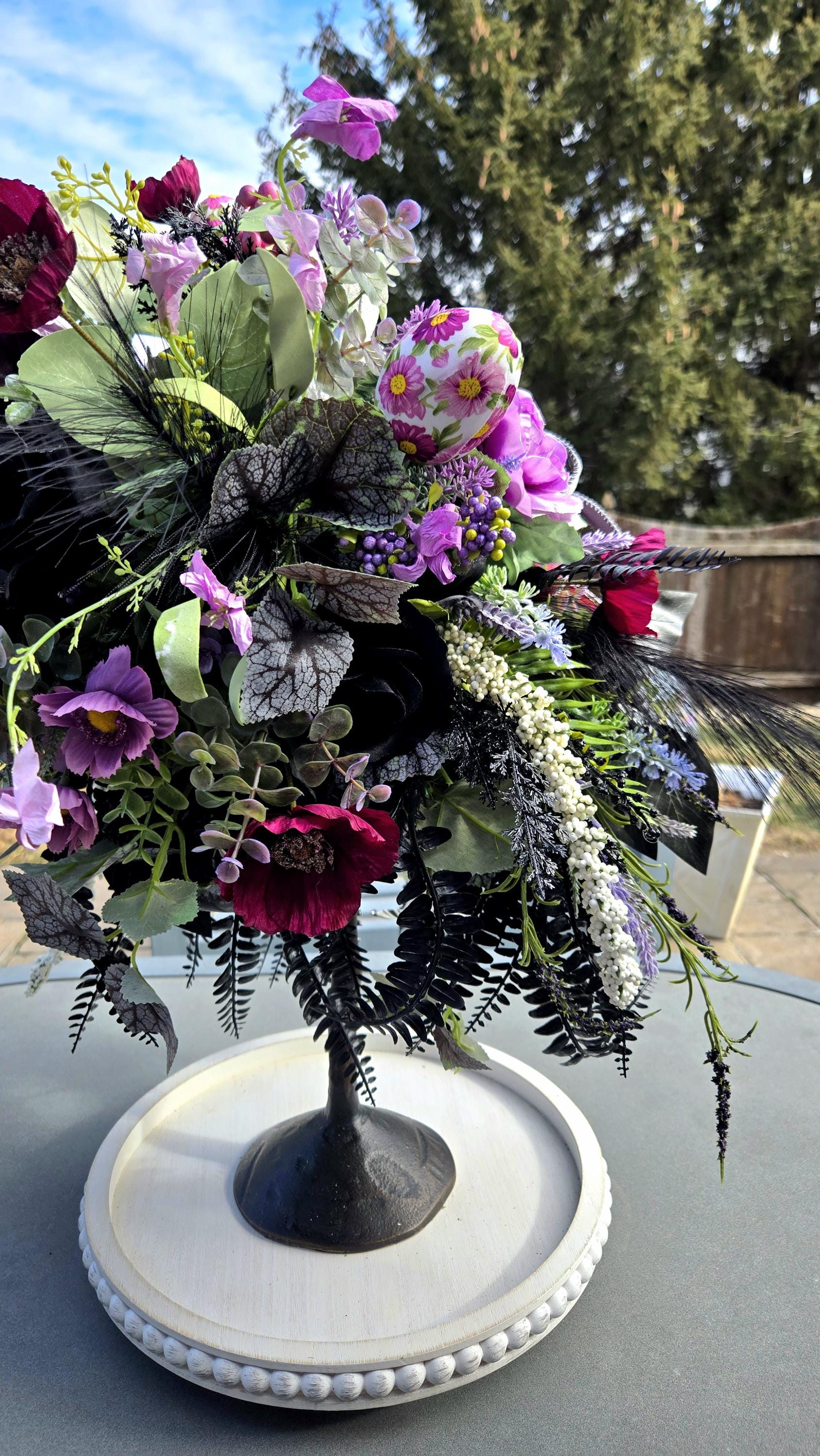 Glam Gothic Sitting Bunny Candlestick Centerpiece - Purple Victorian style Stuffs n Things by JD