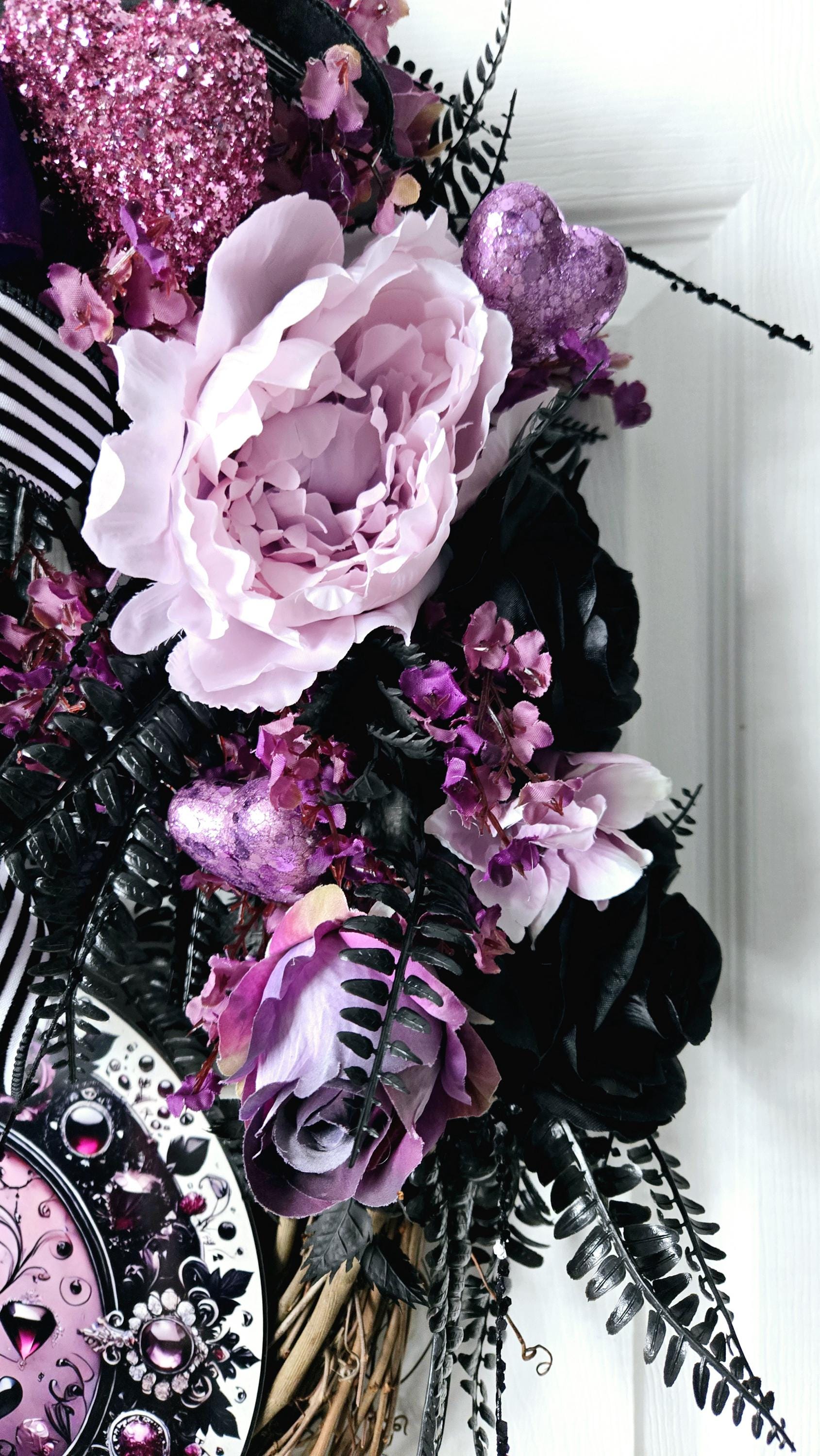 Gothic Front Door Wreath with Removable Heart Sign - Romantic style Stuffs n Things by JD