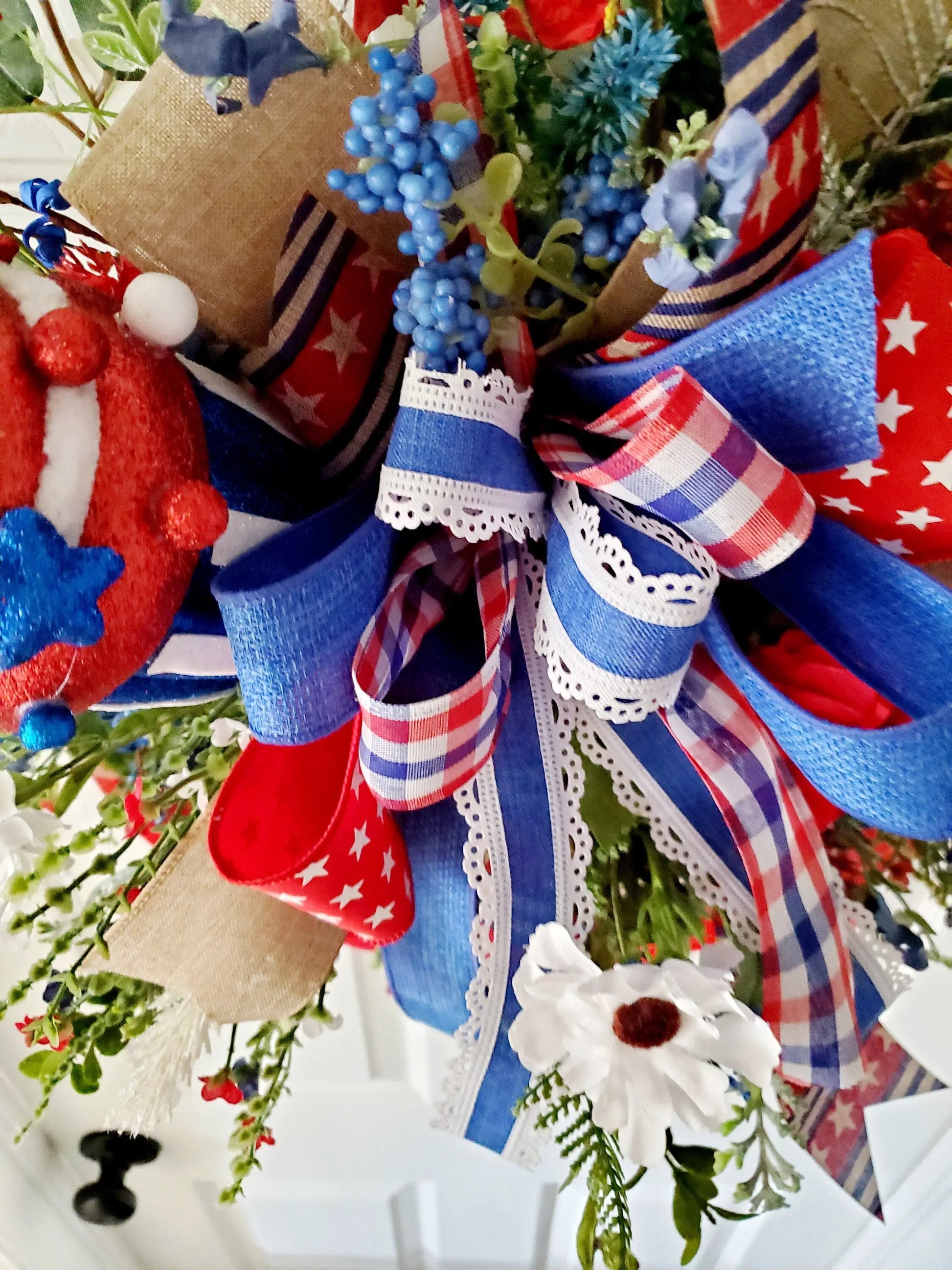Patriotic Bicycle Wheel Rim Front Door Wreath Stuffs n Things by JD