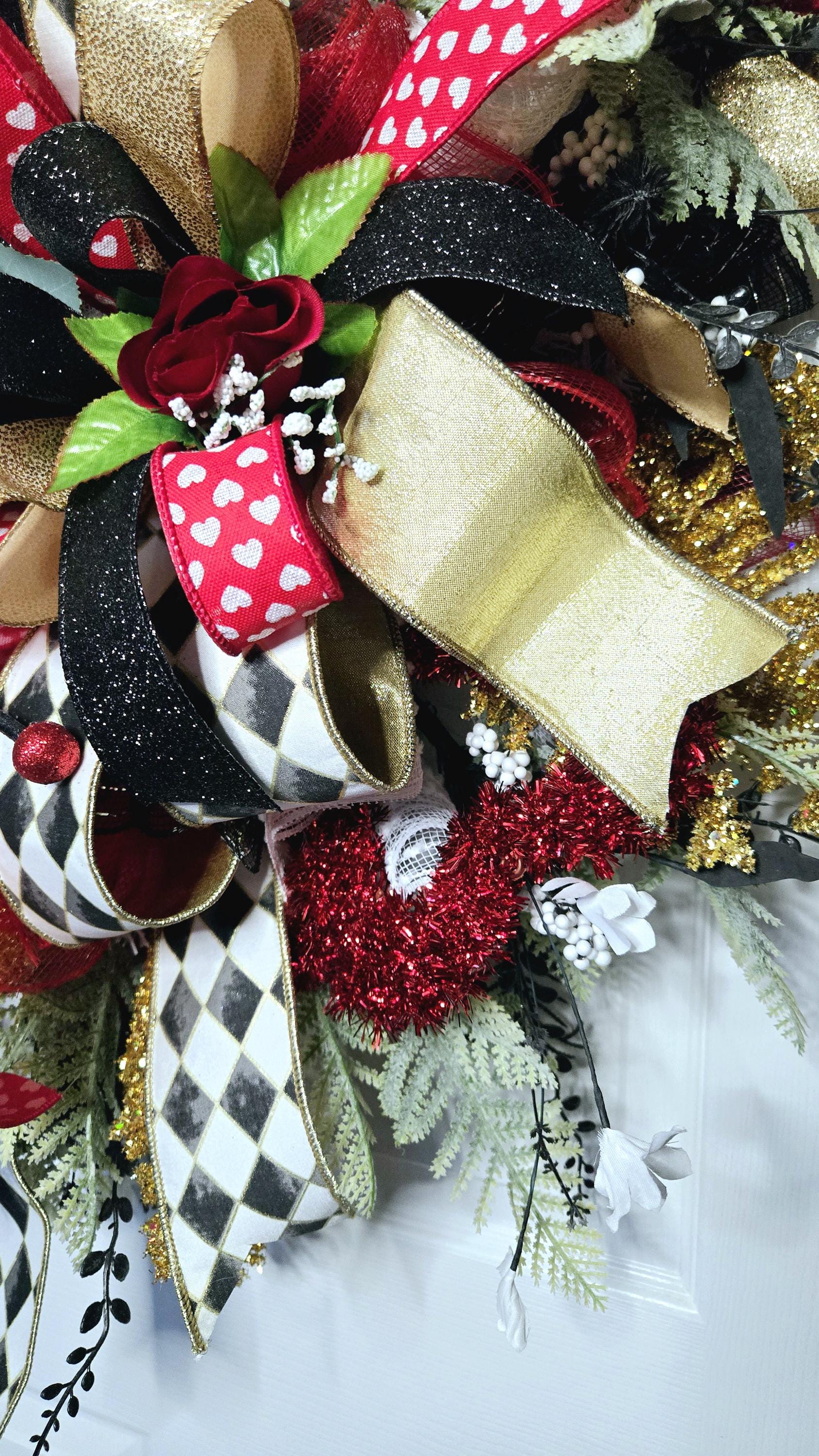Queen of Hearts Alice in Wonderland themed Front Door Wreath Stuffs n Things by JD