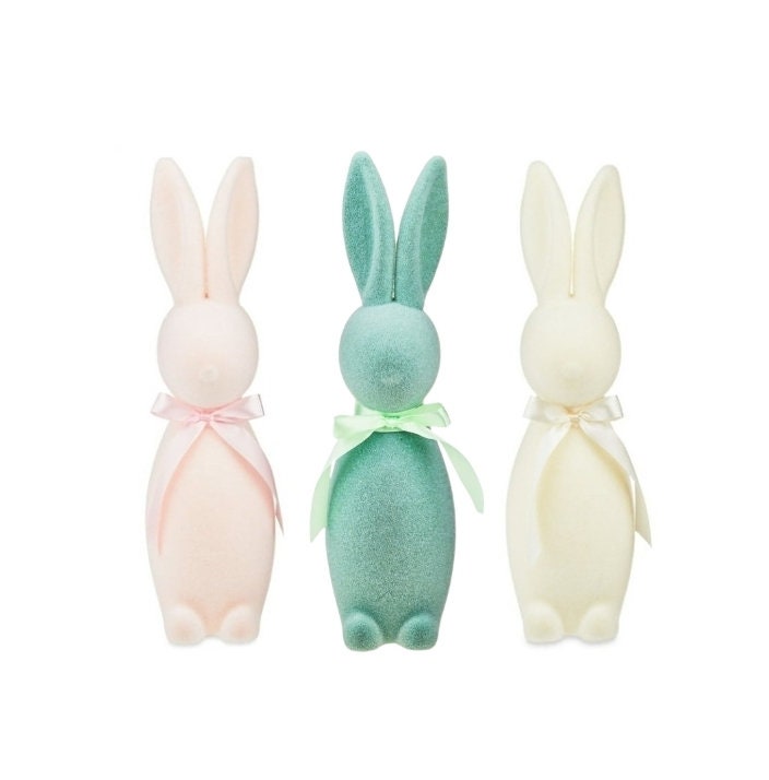 16 in Flocked Bunny Easter Decor & Bunny Wreath Attachment Stuffs n Things by JD
