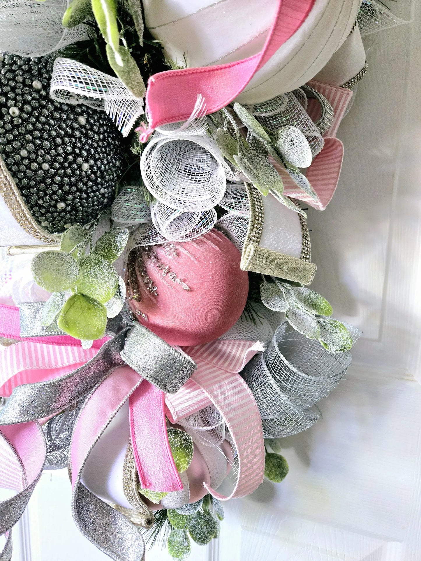 Elegant Glamorous Pink & Silver Ornament Christmas Swag or Centerpiece Stuffs n Things by JD