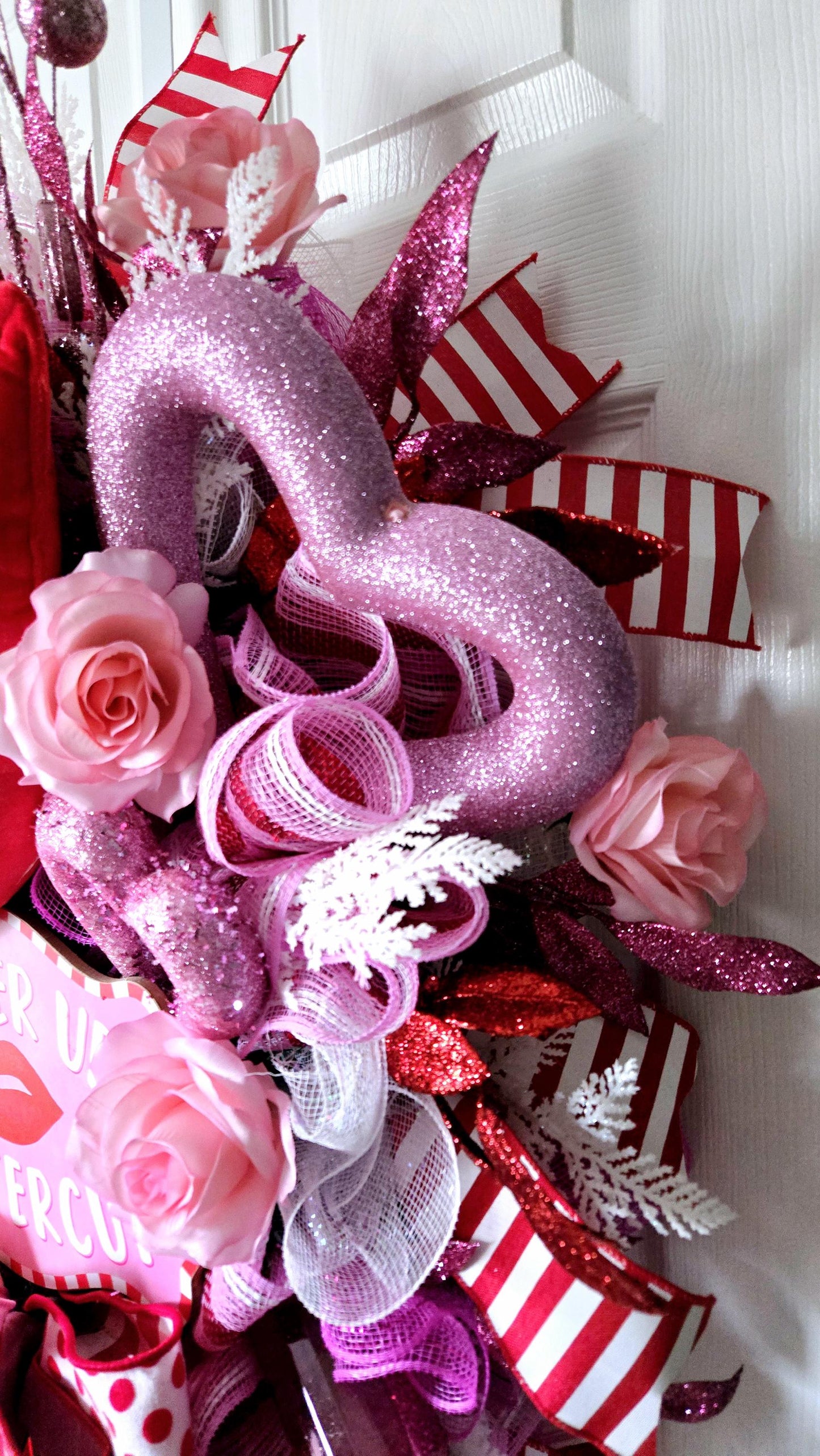 Pucker Up Jeweled Valentine's Day Swag for Front Door or Home Decor Stuffs n Things by JD