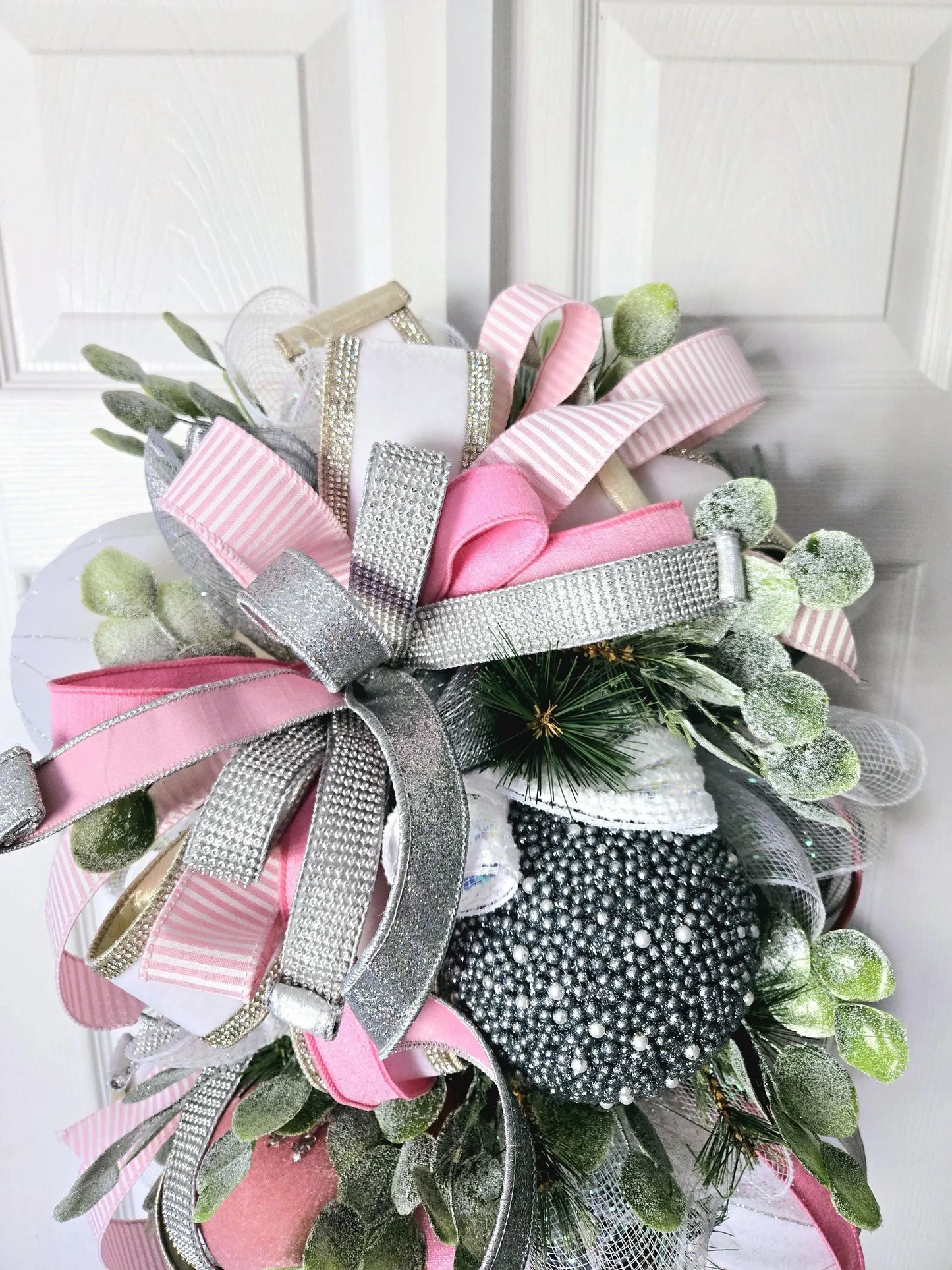 Elegant Glamorous Pink & Silver Ornament Christmas Swag or Centerpiece Stuffs n Things by JD