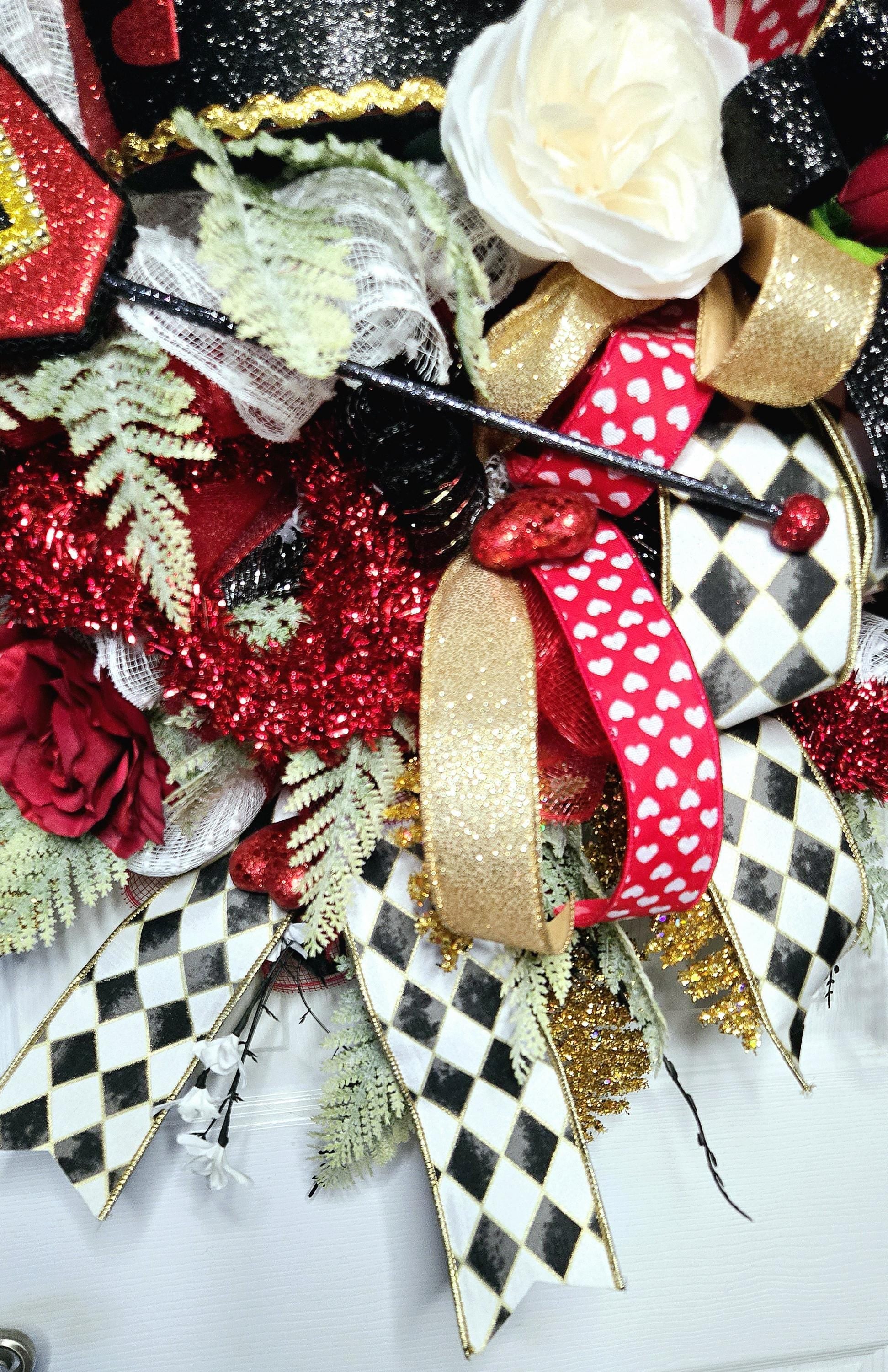 Queen of Hearts Alice in Wonderland themed Front Door Wreath Stuffs n Things by JD