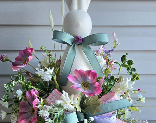 Flocked Bunny Floral Table Centerpiece for Spring or Easter Stuffs n Things by JD