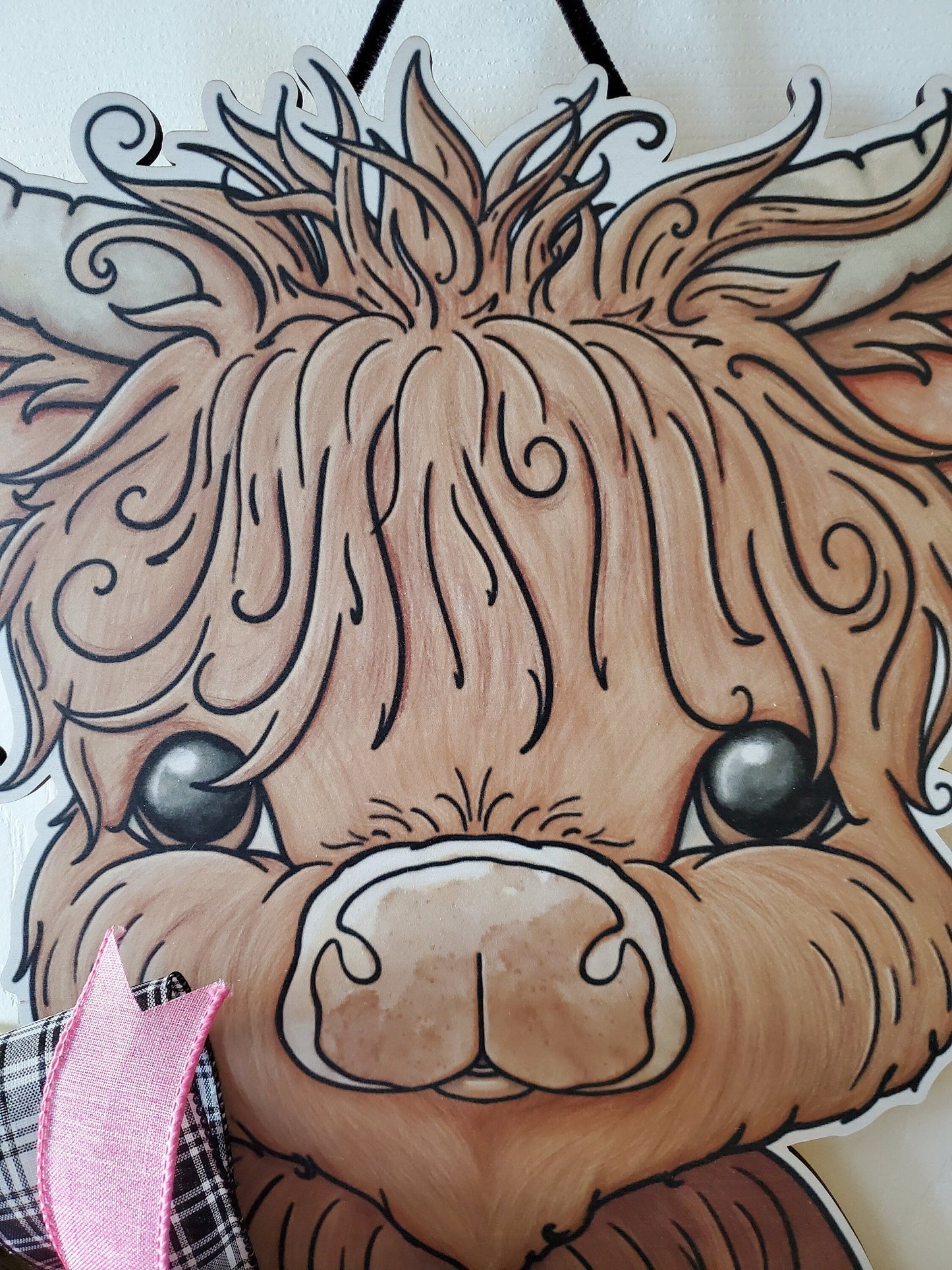 Highland Cow Home Decor Wood Sign for Front Door Stuffs n Things by JD