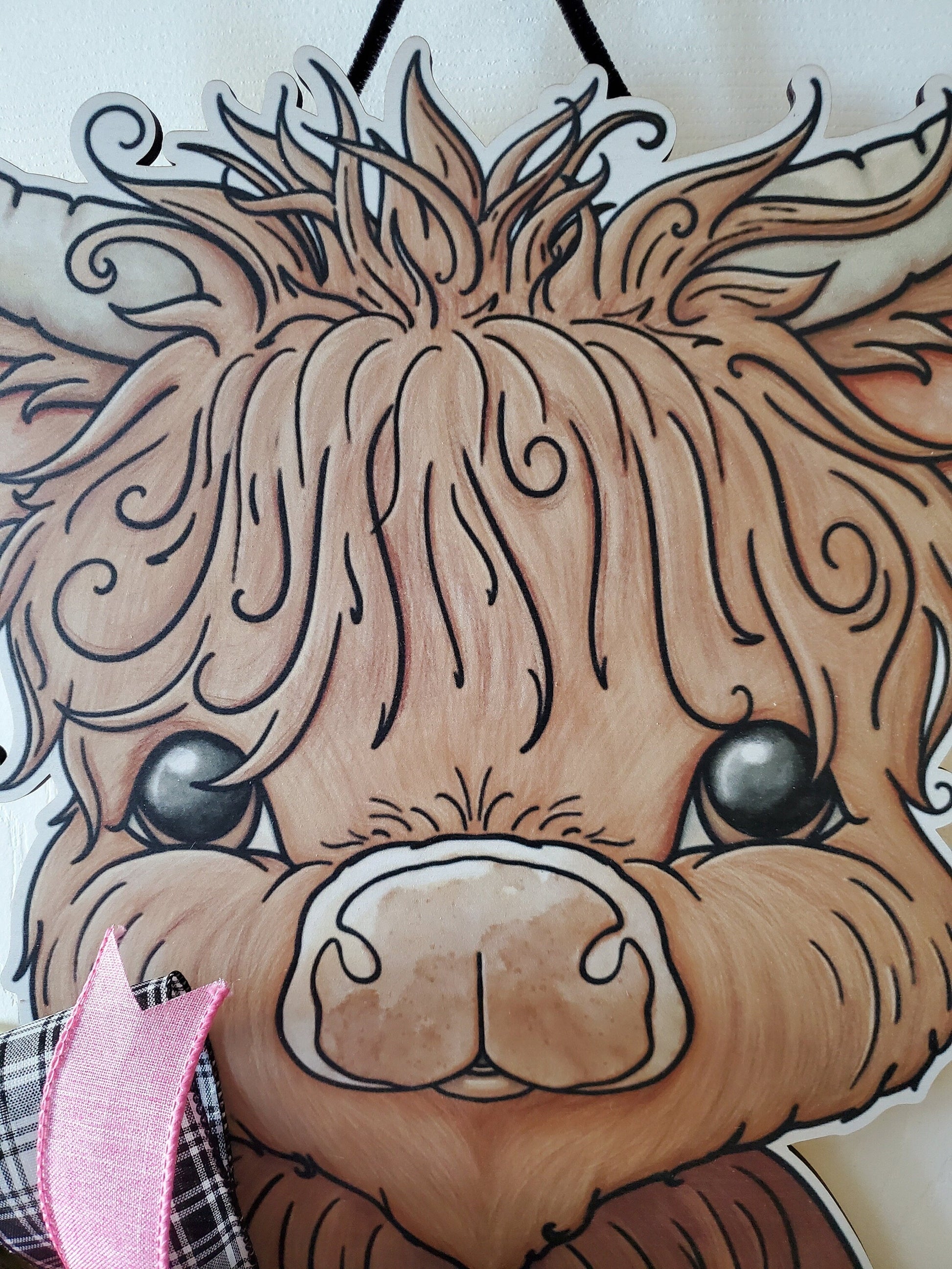 Highland Cow Home Decor Wood Sign for Front Door Stuffs n Things by JD