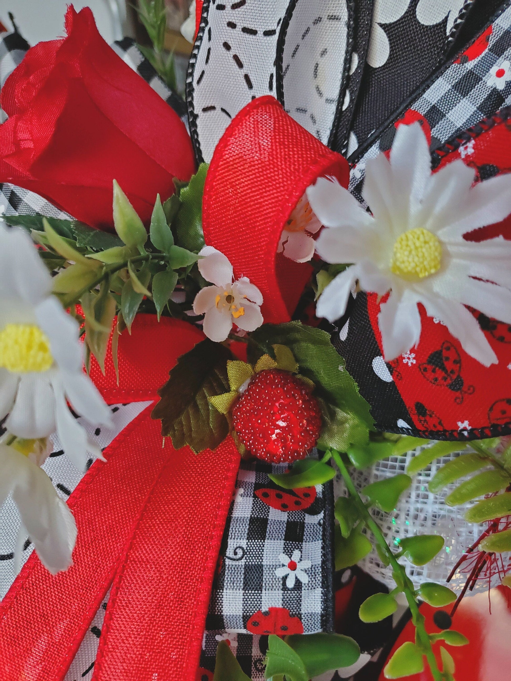 Welcome Ladybug Strawberry Front Door Wreath Stuffs n Things by JD