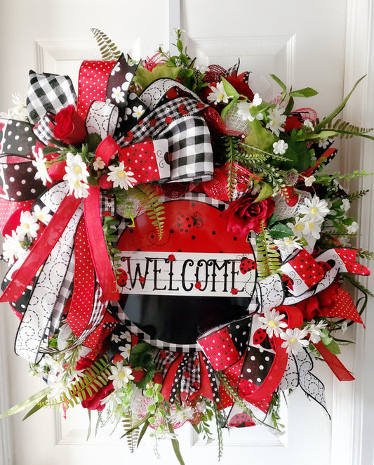 Welcome Ladybug Strawberry Front Door Wreath Stuffs n Things by JD