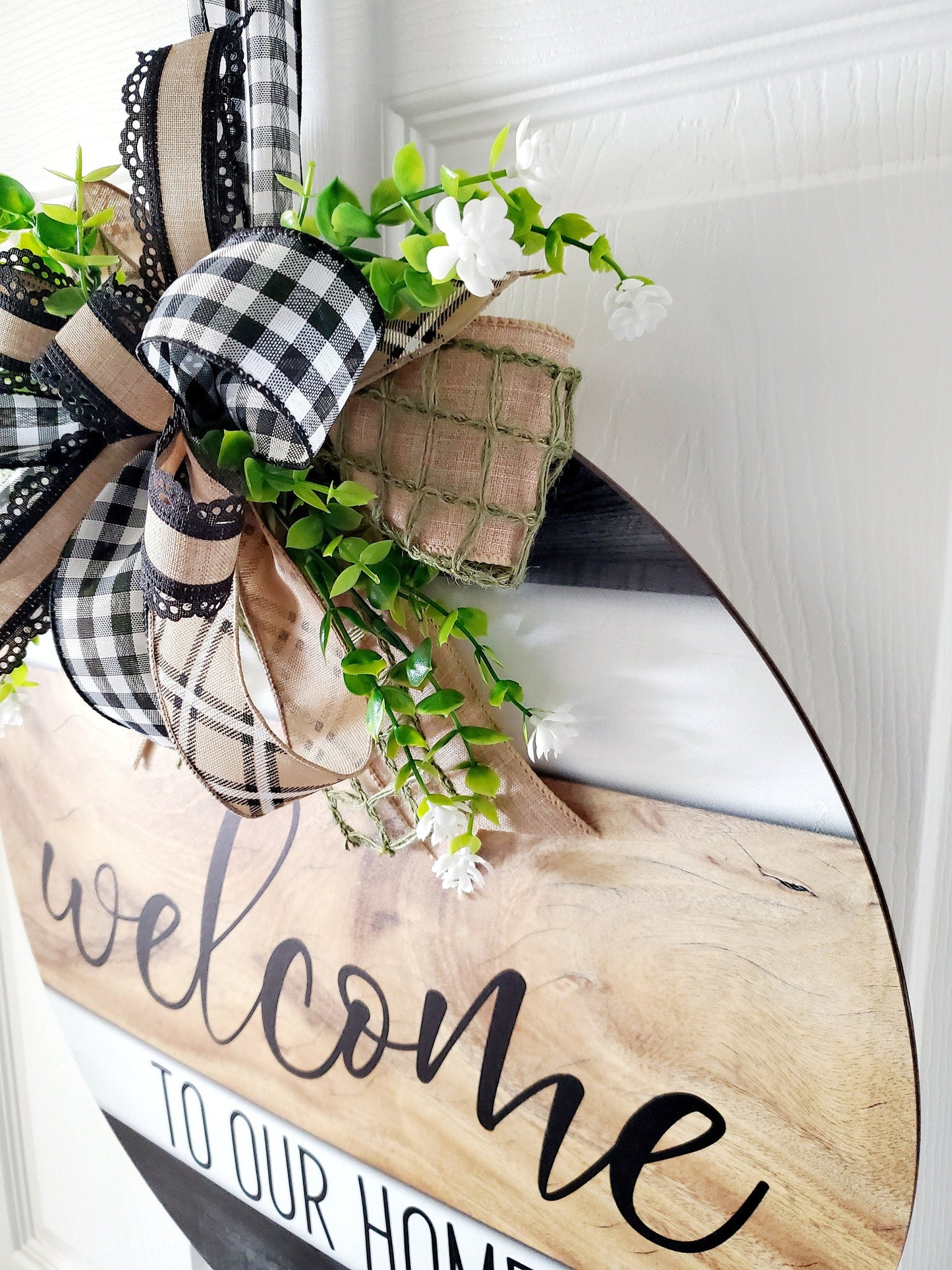 Welcome to Our Home Neutral Wood Front Door Hanger Stuffs n Things by JD