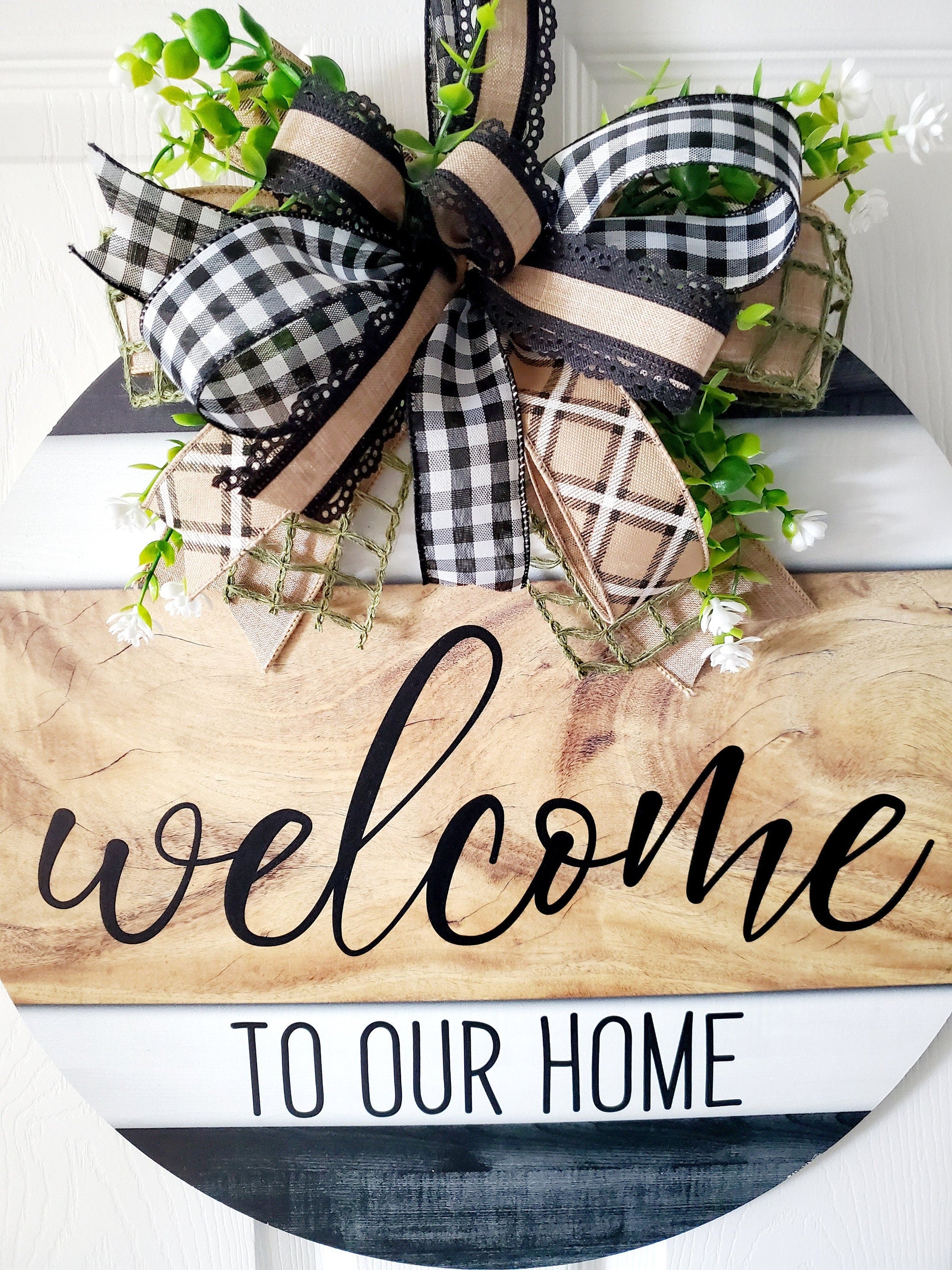 Welcome to Our Home Neutral Wood Front Door Hanger Stuffs n Things by JD