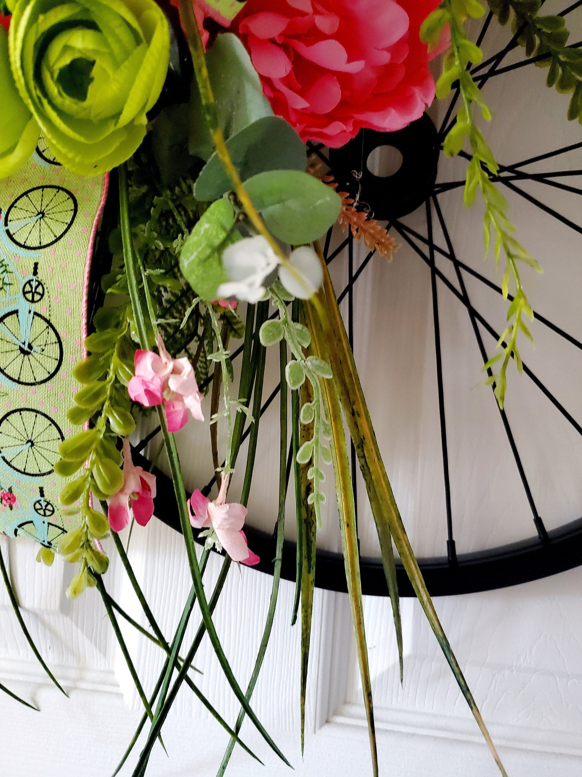 Bicycle Wheel Rim Front Door Wreath Stuffs n Things by JD