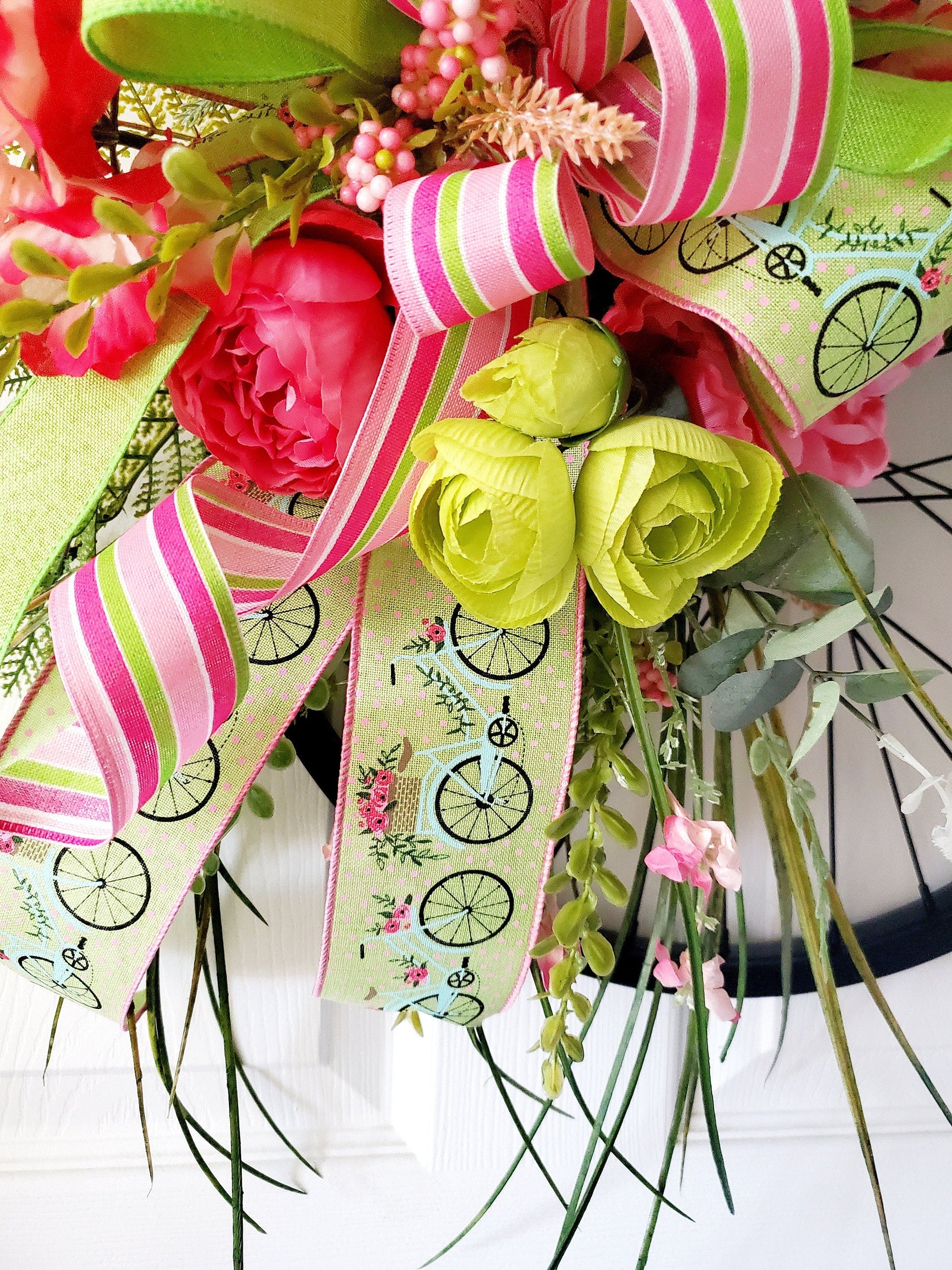 Bicycle Wheel Rim Front Door Wreath Stuffs n Things by JD