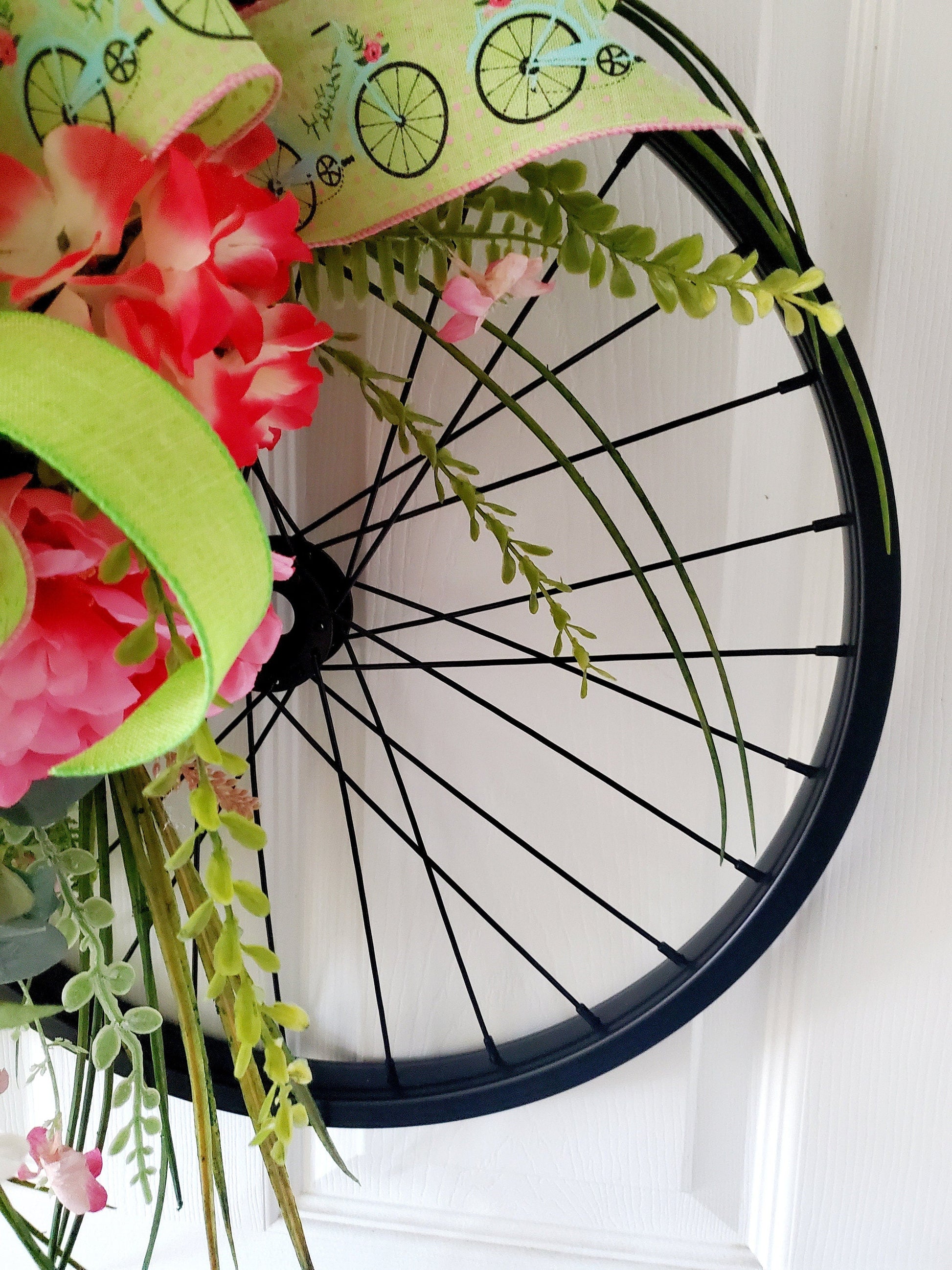Bicycle Wheel Rim Front Door Wreath Stuffs n Things by JD