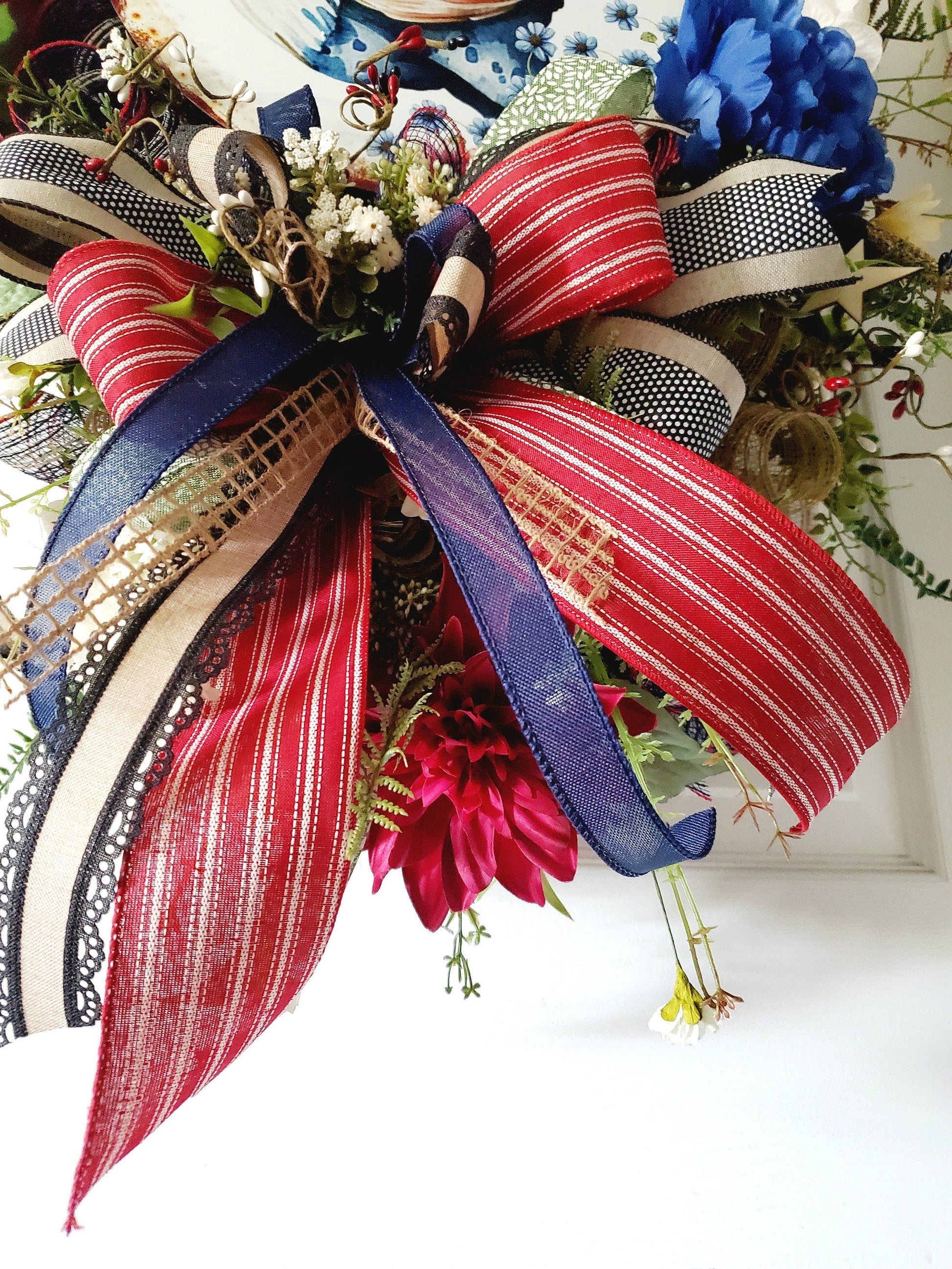 Chicken/Rooster Patriotic Farmhouse Swag for Front Door or Kitchen My Store