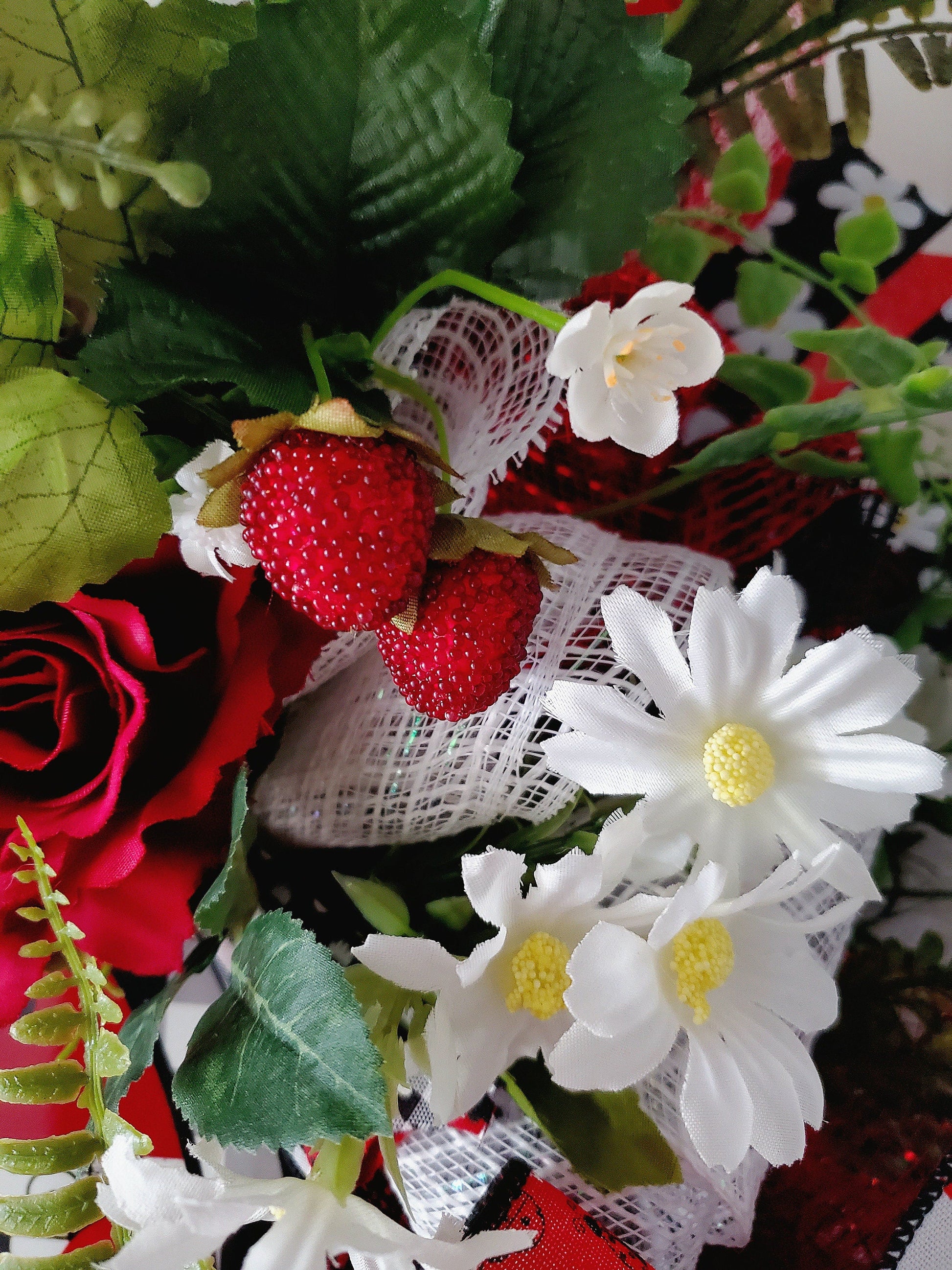 Welcome Ladybug Strawberry Front Door Wreath Stuffs n Things by JD