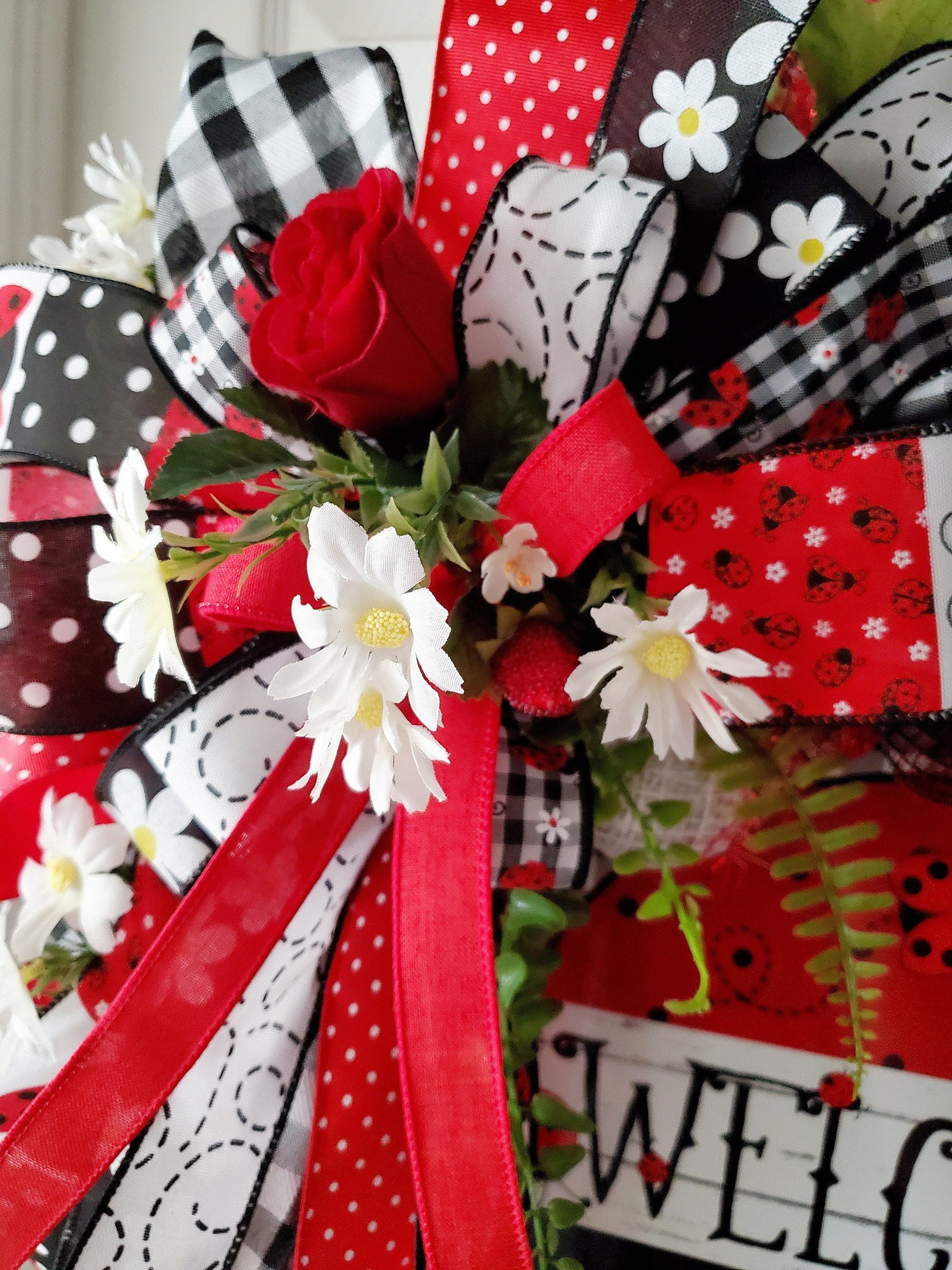 Welcome Ladybug Strawberry Front Door Wreath Stuffs n Things by JD