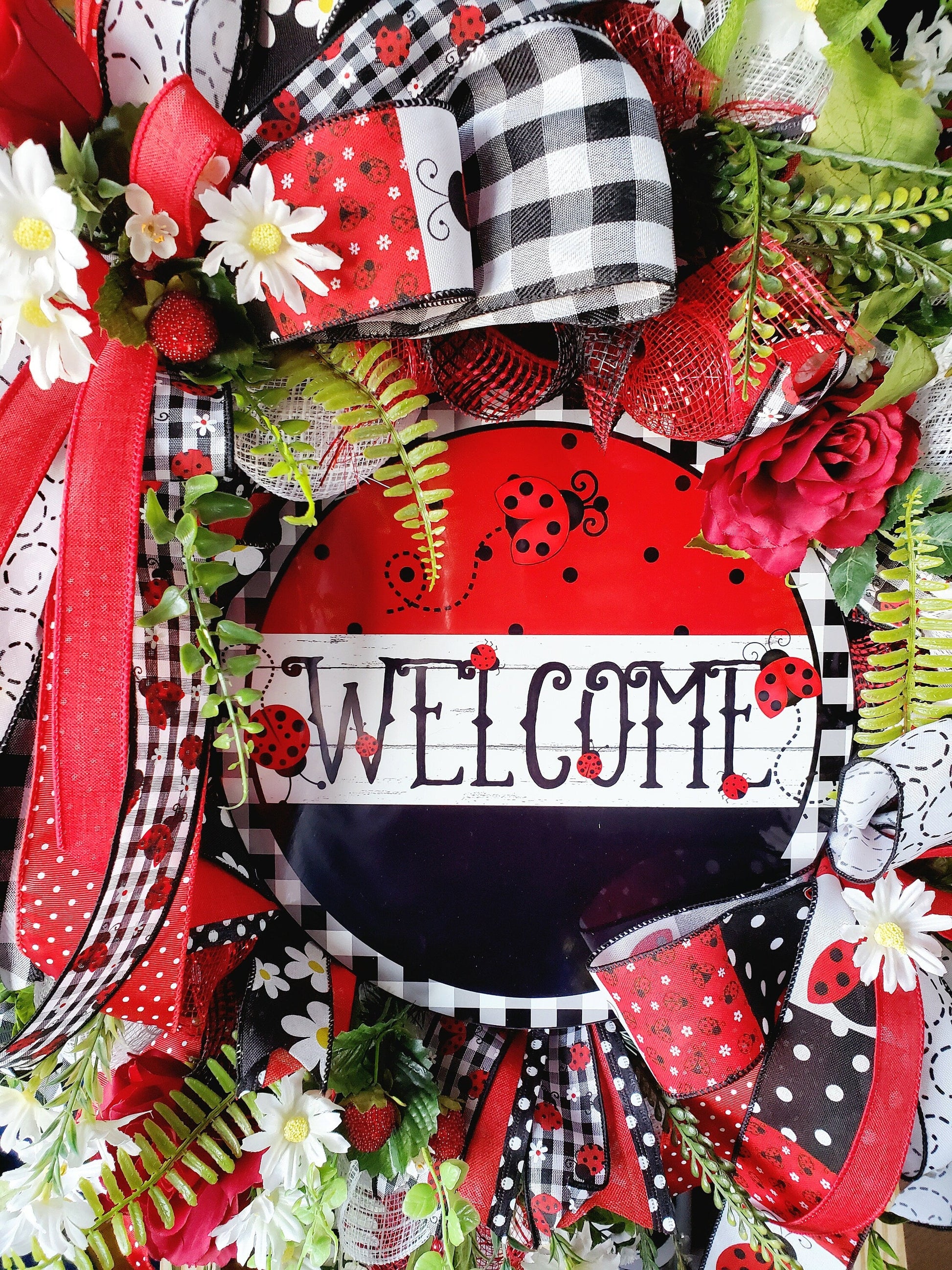 Welcome Ladybug Strawberry Front Door Wreath Stuffs n Things by JD