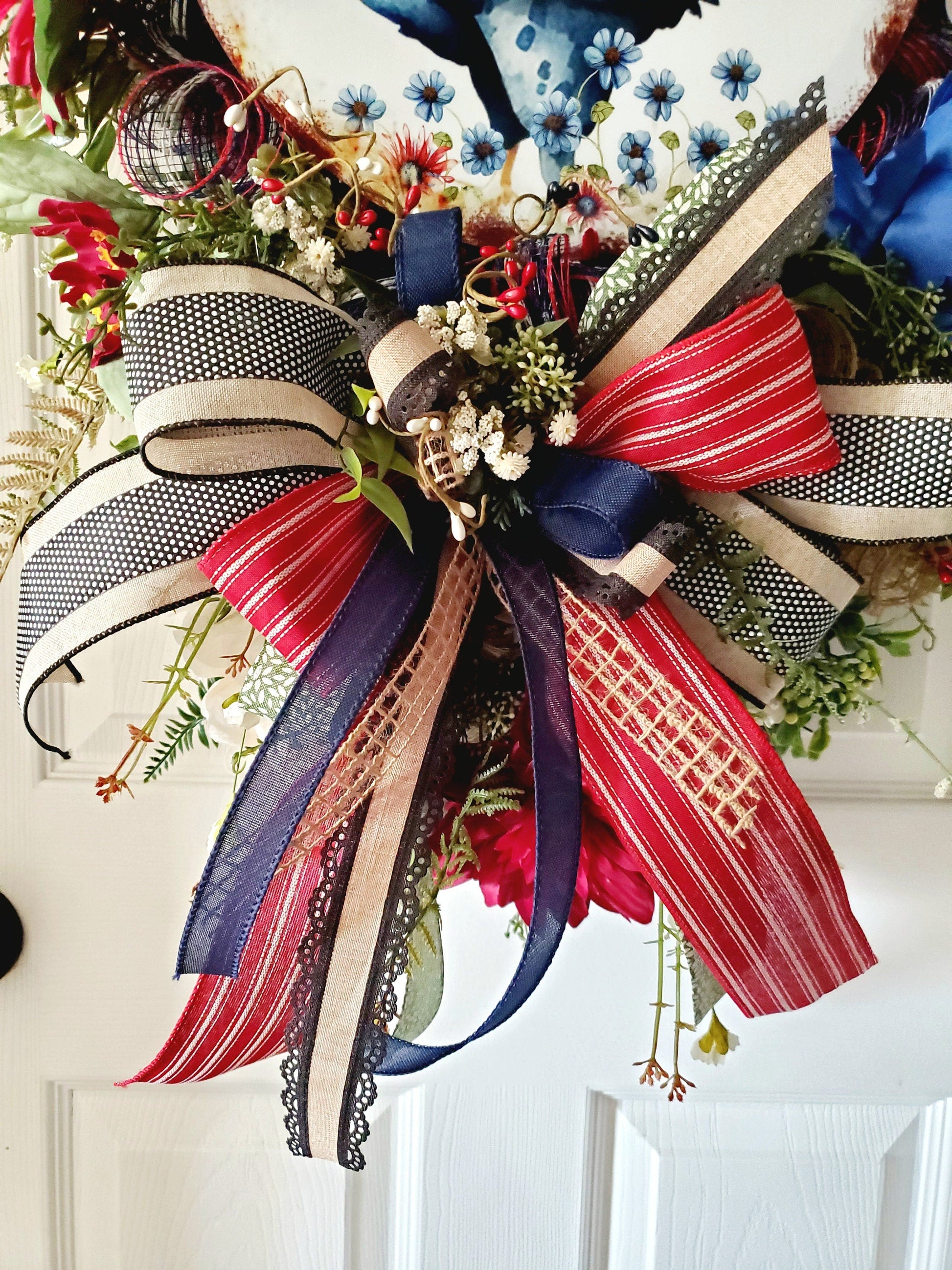 Chicken/Rooster Patriotic Farmhouse Swag for Front Door or Kitchen My Store