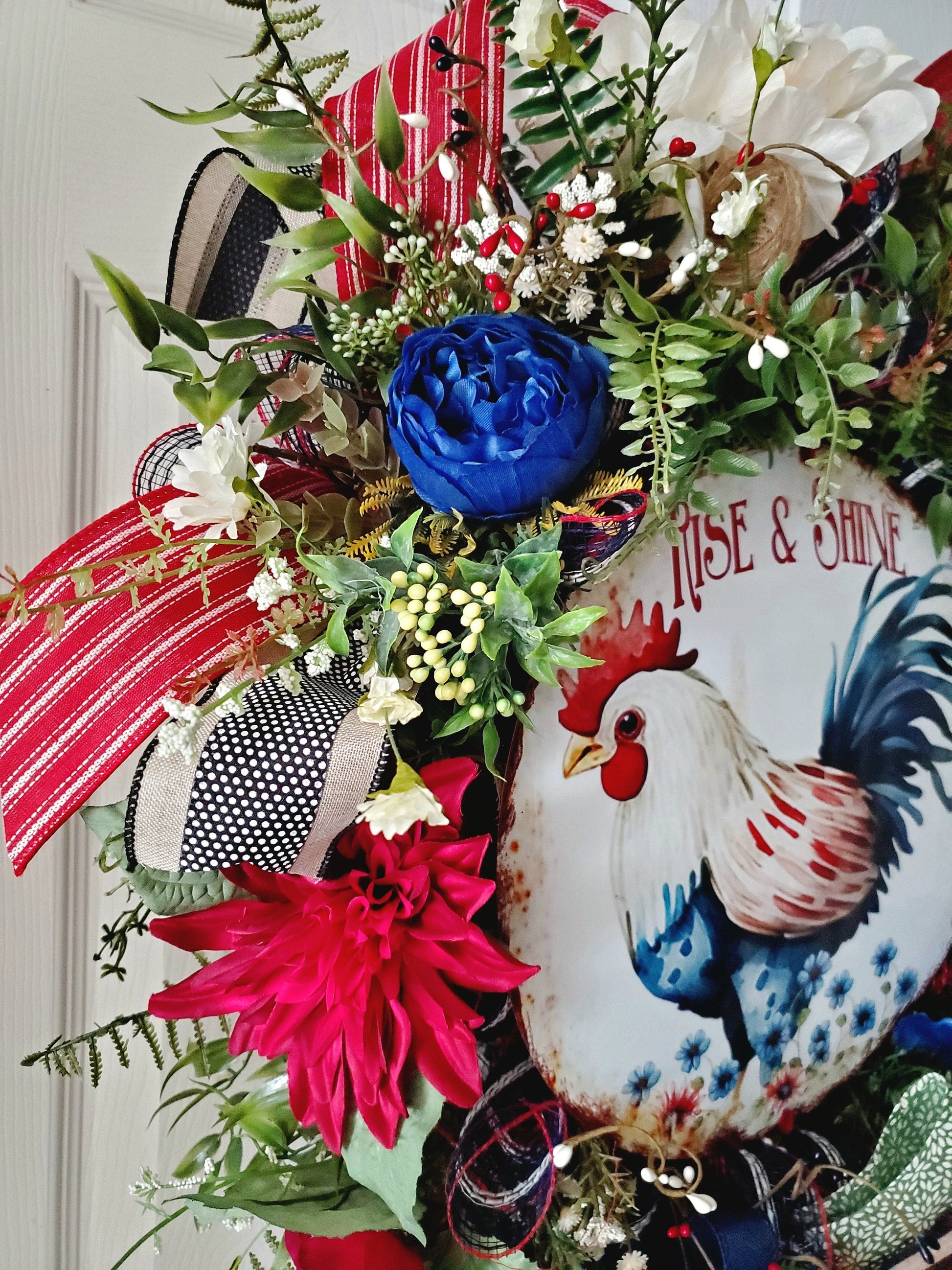 Chicken/Rooster Patriotic Farmhouse Swag for Front Door or Kitchen My Store