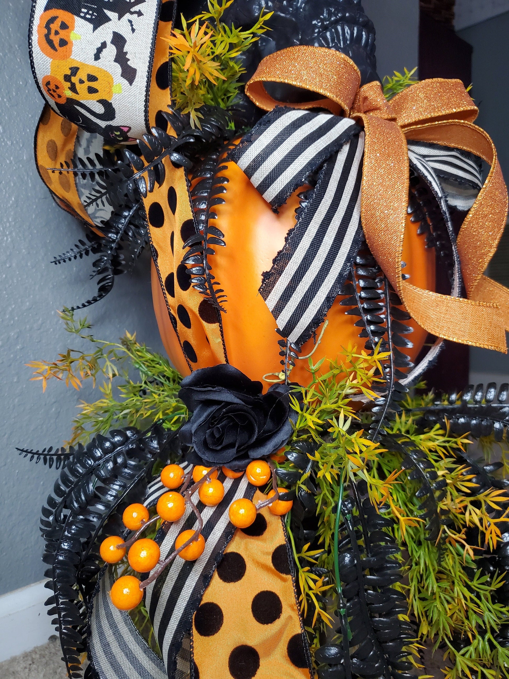 Gothic Skull & Pumpkin Candlestick Centerpiece - Halloween decor Stuffs n Things by JD