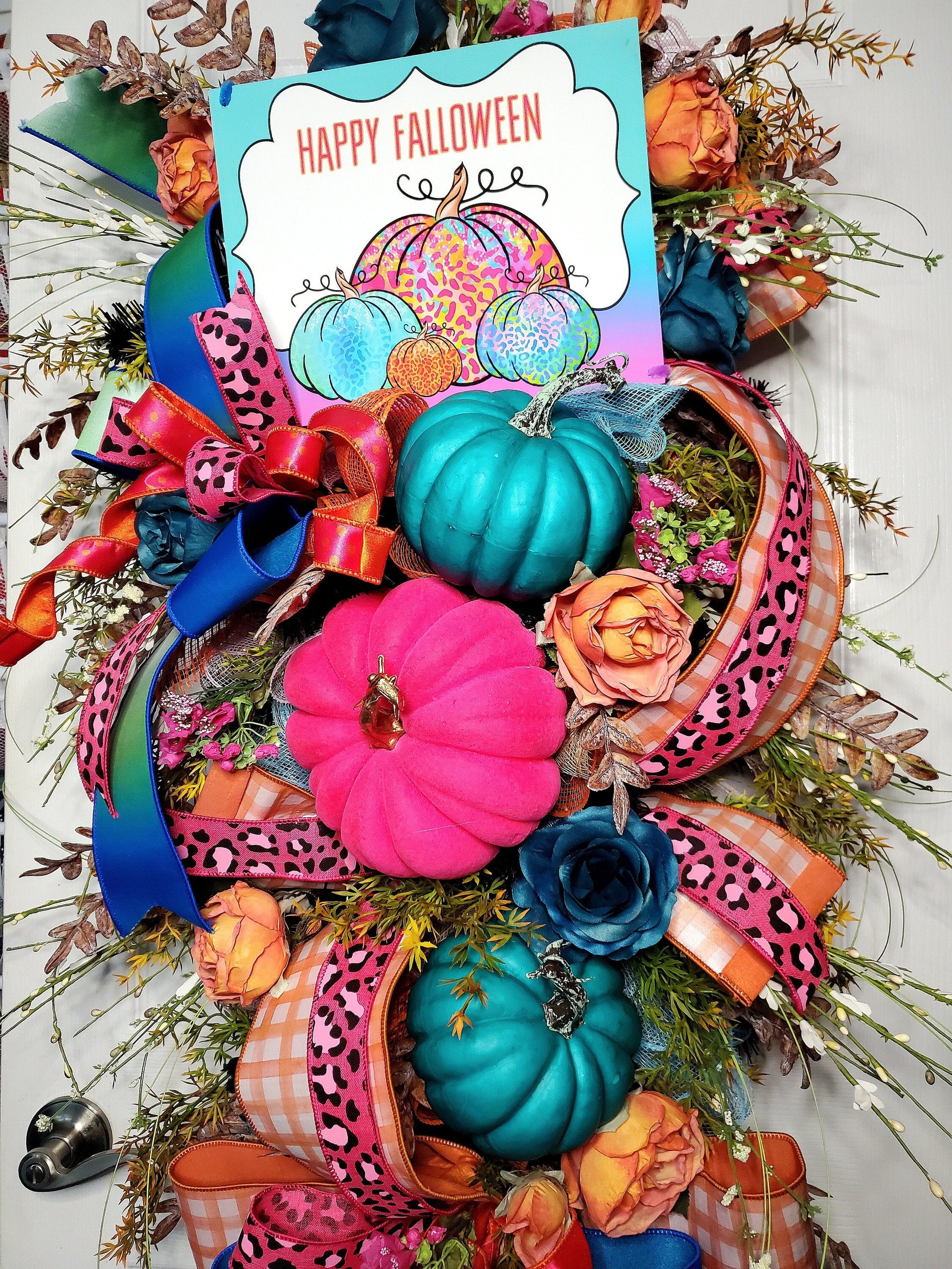 XL Fall Halloween Pumpkin Teardrop Swag for Front Door or Mantle Stuffs n Things by JD