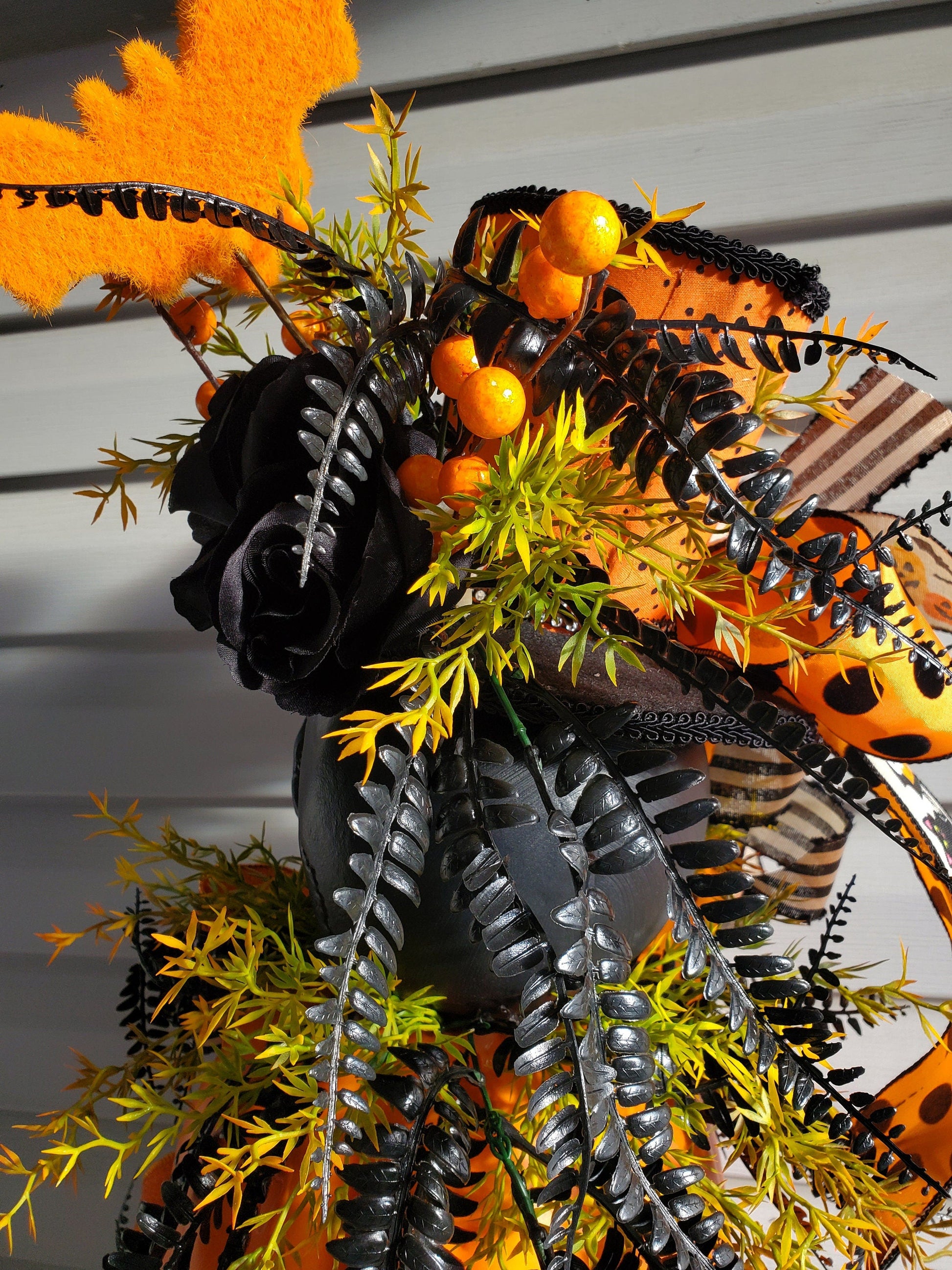 Gothic Skull & Pumpkin Candlestick Centerpiece - Halloween decor Stuffs n Things by JD
