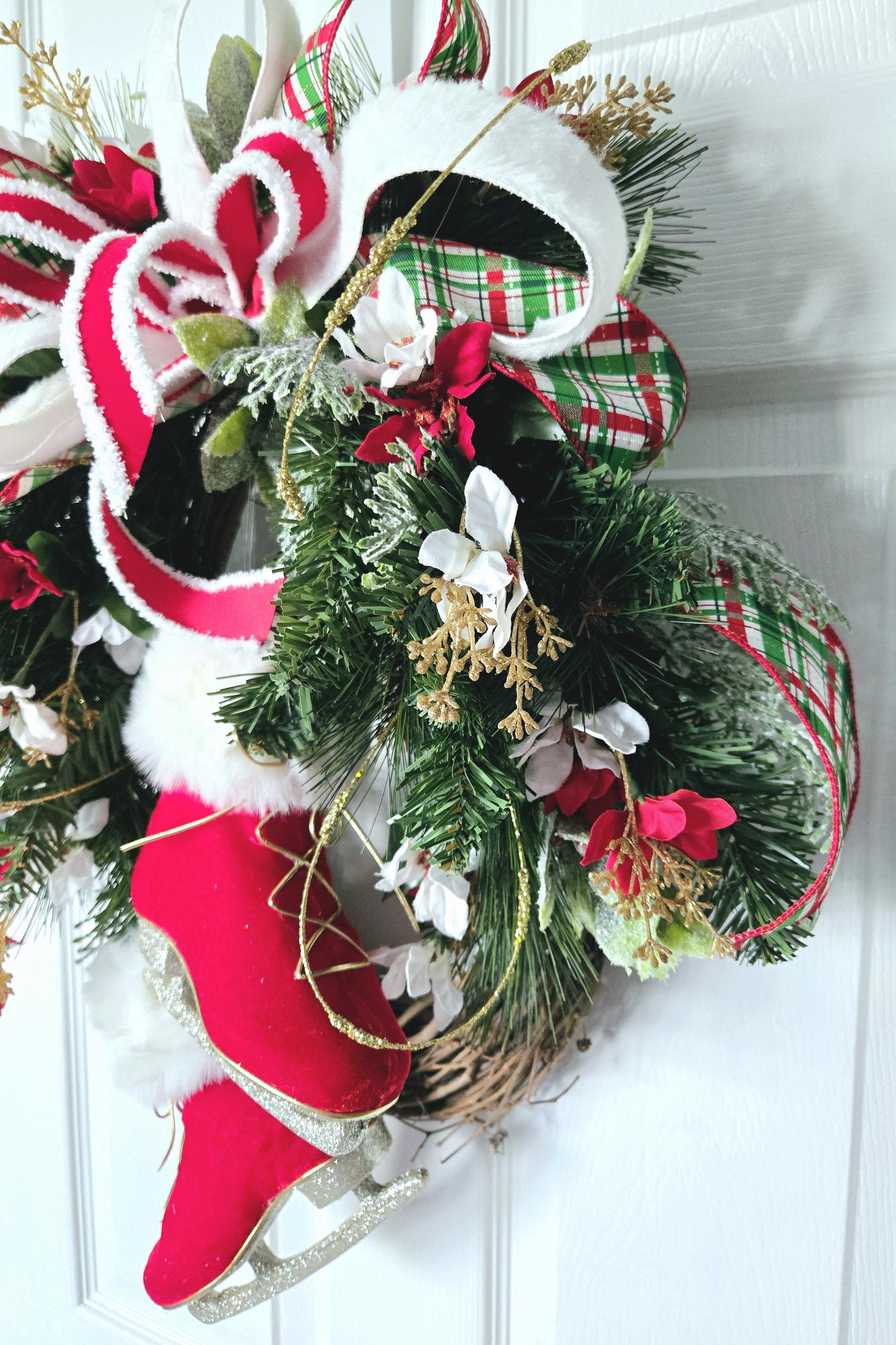 Ice Skates Winter Grapevine Wreath for Front Door Stuffs n Things by JD