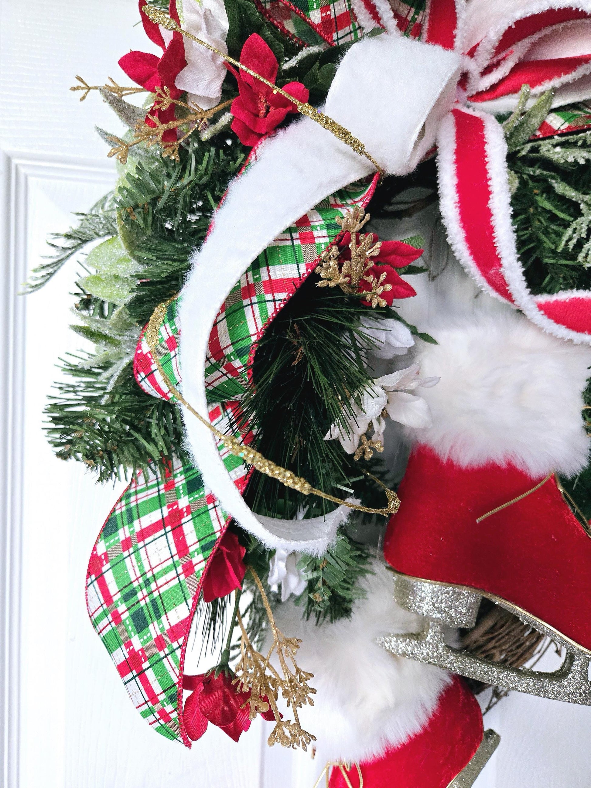 Ice Skates Winter Grapevine Wreath for Front Door Stuffs n Things by JD