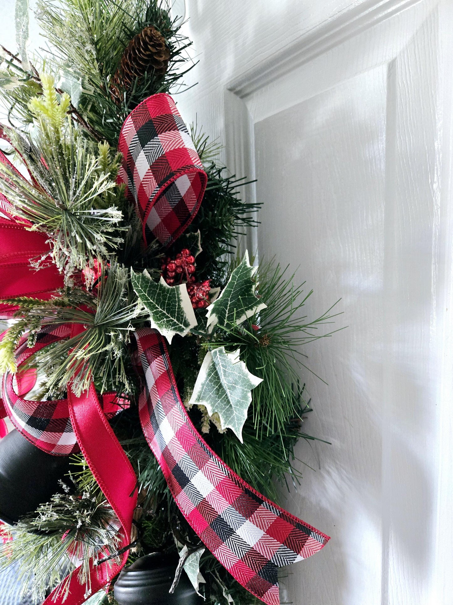 Rustic Winter Swag with Black Bells - Farmhouse Style Wreath Stuffs n Things by JD