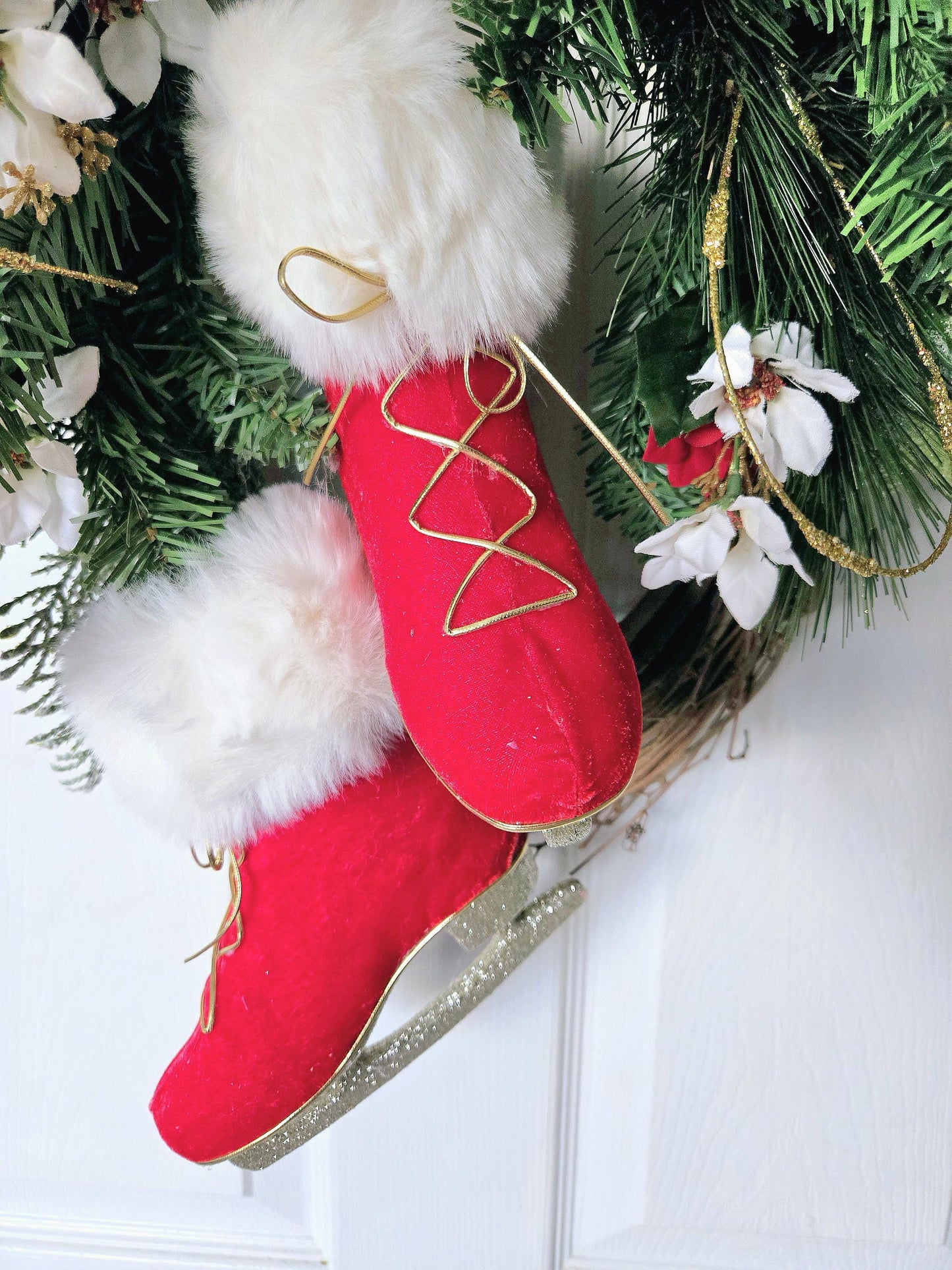 Ice Skates Winter Grapevine Wreath for Front Door Stuffs n Things by JD