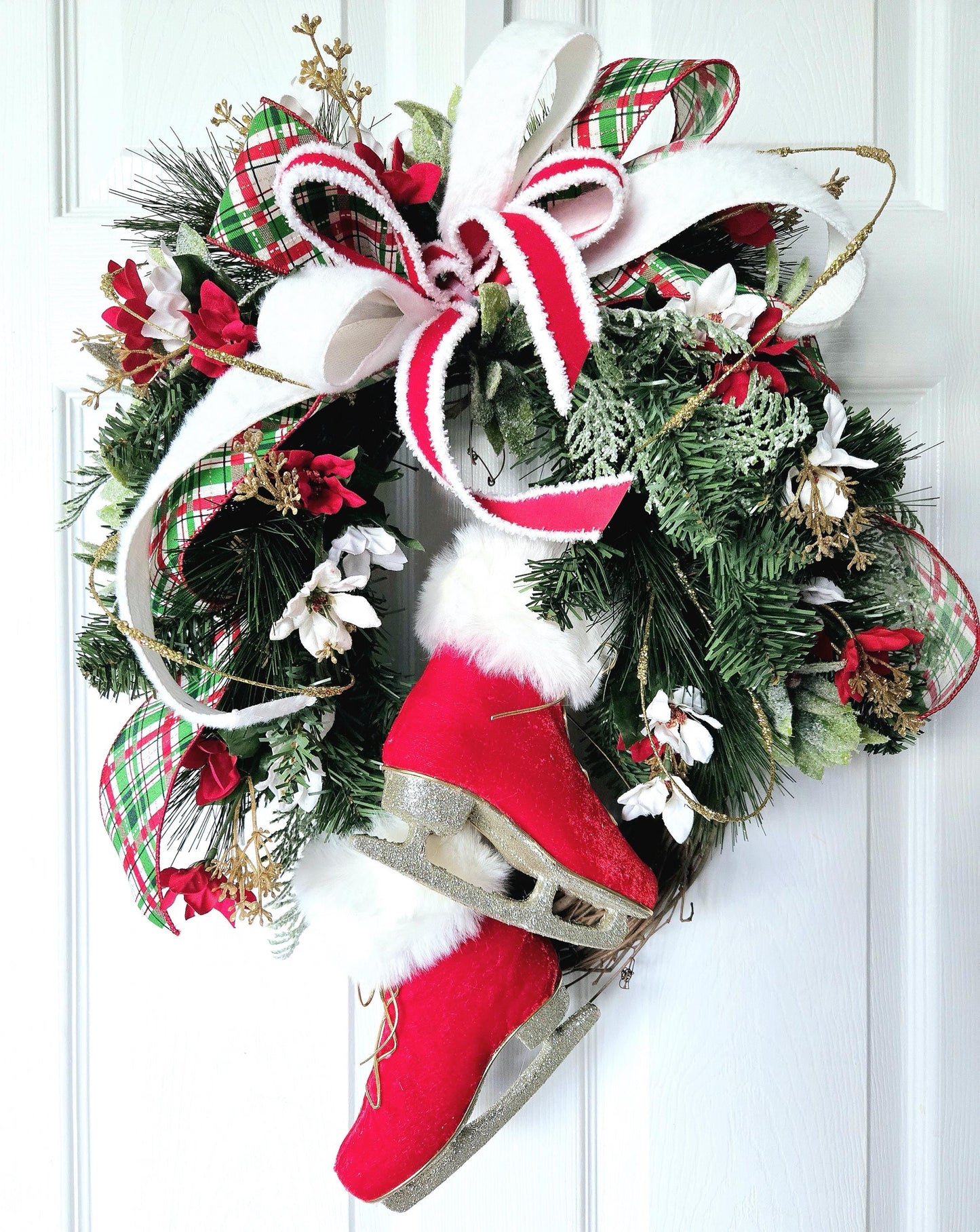 Ice Skates Winter Grapevine Wreath for Front Door Stuffs n Things by JD