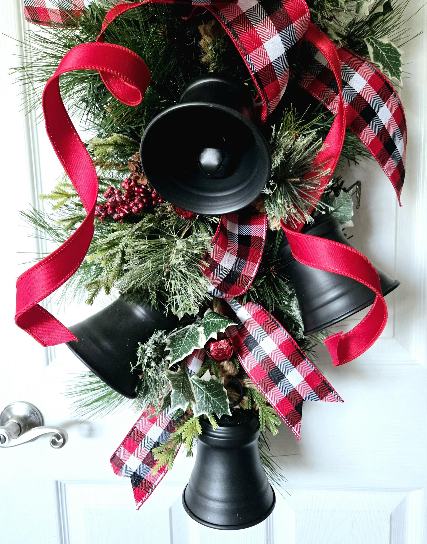 Rustic Winter Swag with Black Bells - Farmhouse Style Wreath Stuffs n Things by JD