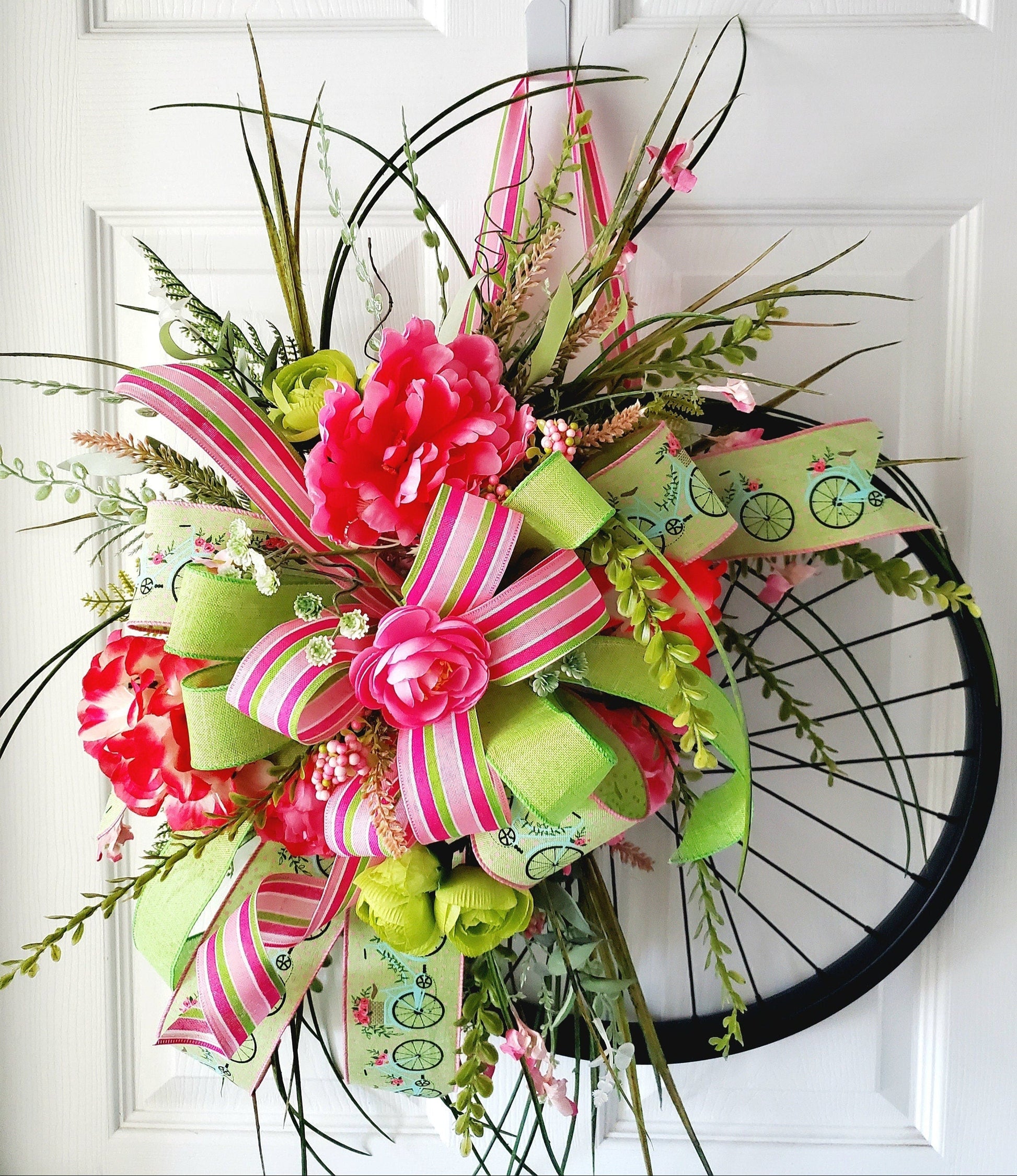 Bicycle Wheel Rim Front Door Wreath Stuffs n Things by JD
