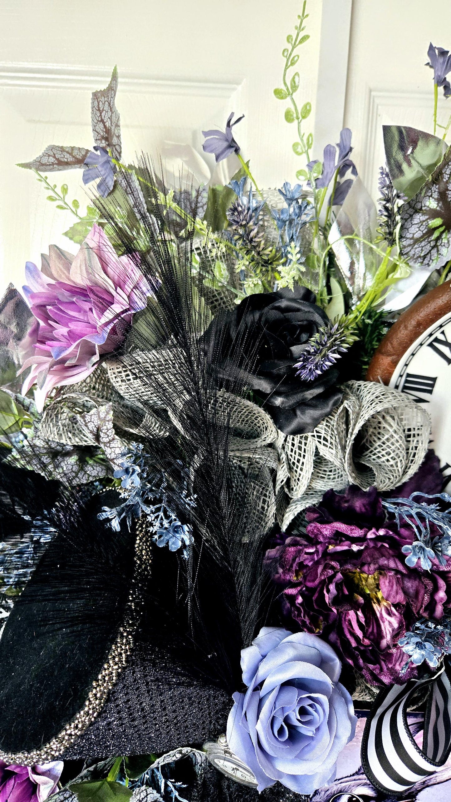 Gothic White Rabbit Wonderland Front Door Wreath - Academia Style Stuffs n Things by JD