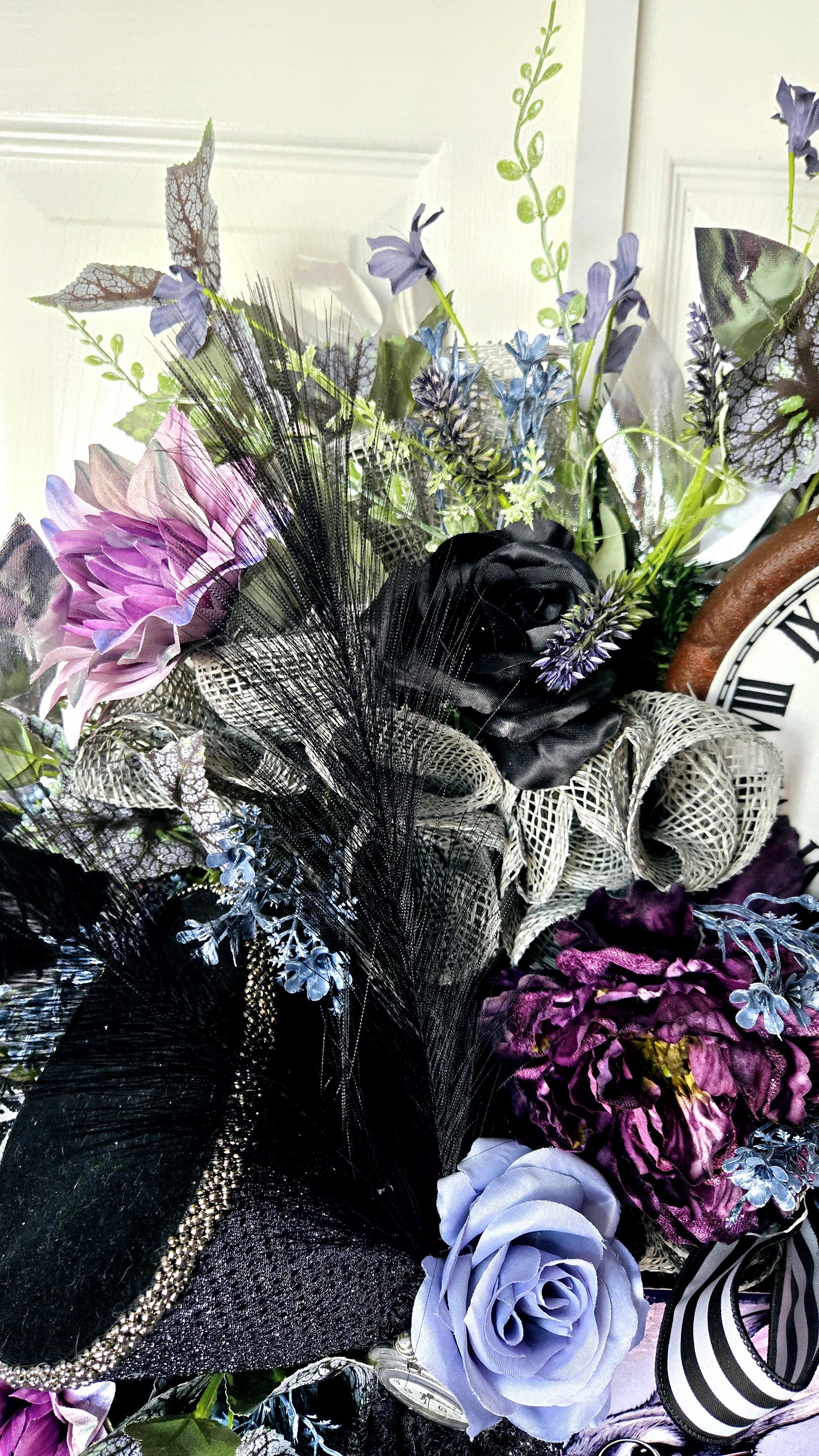 Gothic White Rabbit Wonderland Front Door Wreath - Academia Style Stuffs n Things by JD