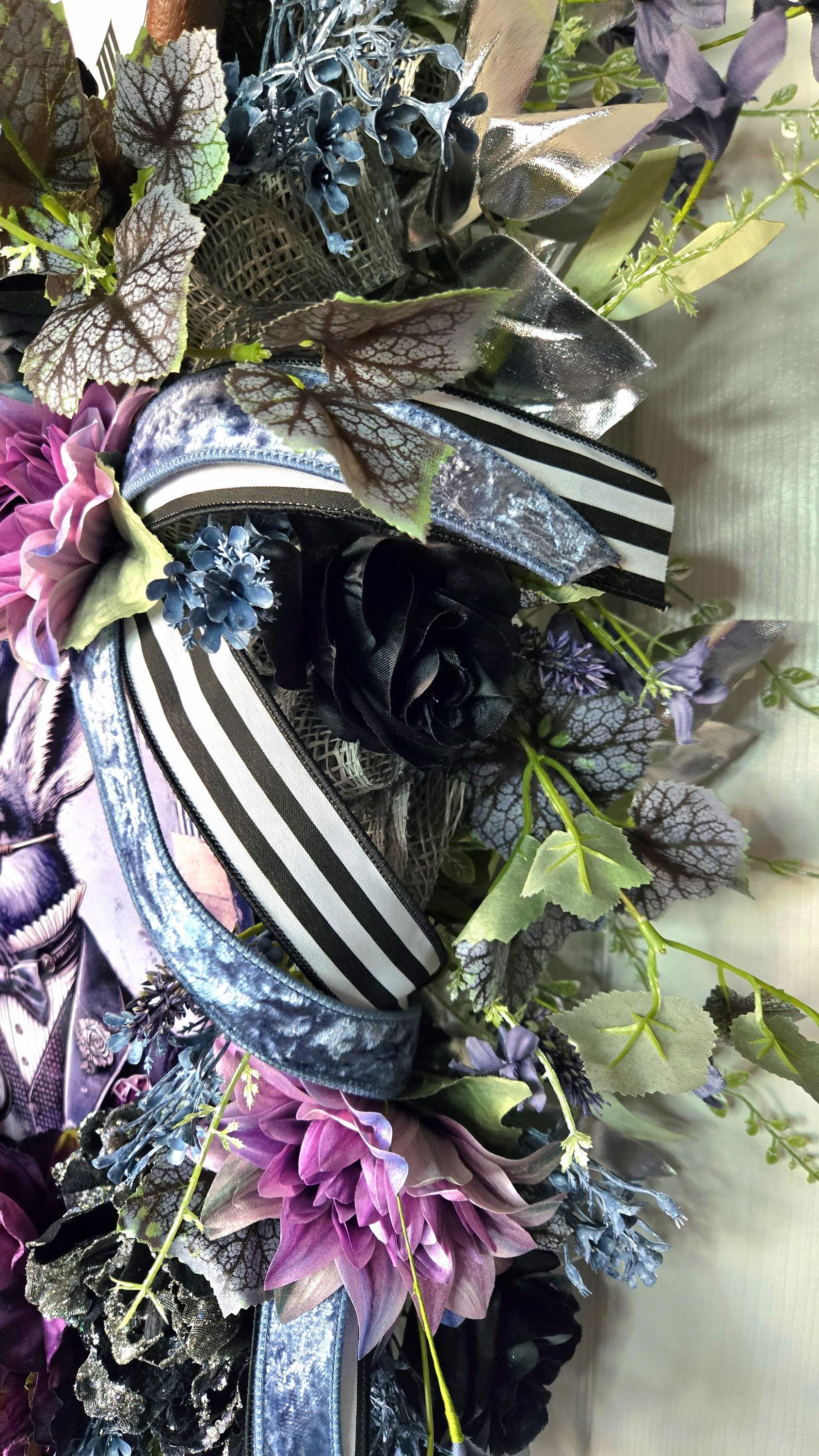 Gothic White Rabbit Wonderland Front Door Wreath - Academia Style Stuffs n Things by JD