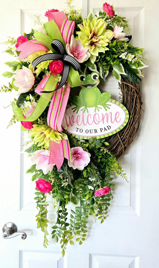 Welcome to Our Pad Frog Front Door Wreath Stuffs n Things by JD