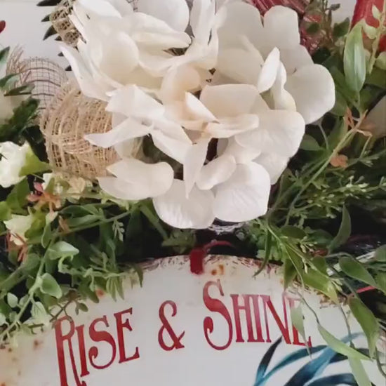 Chicken Swag, Farmhouse, Front Door Wreath, Spring Summer Swag, Everyday, Year round, Patriotic, Rooster Farm Swag, Red White Blue, Country