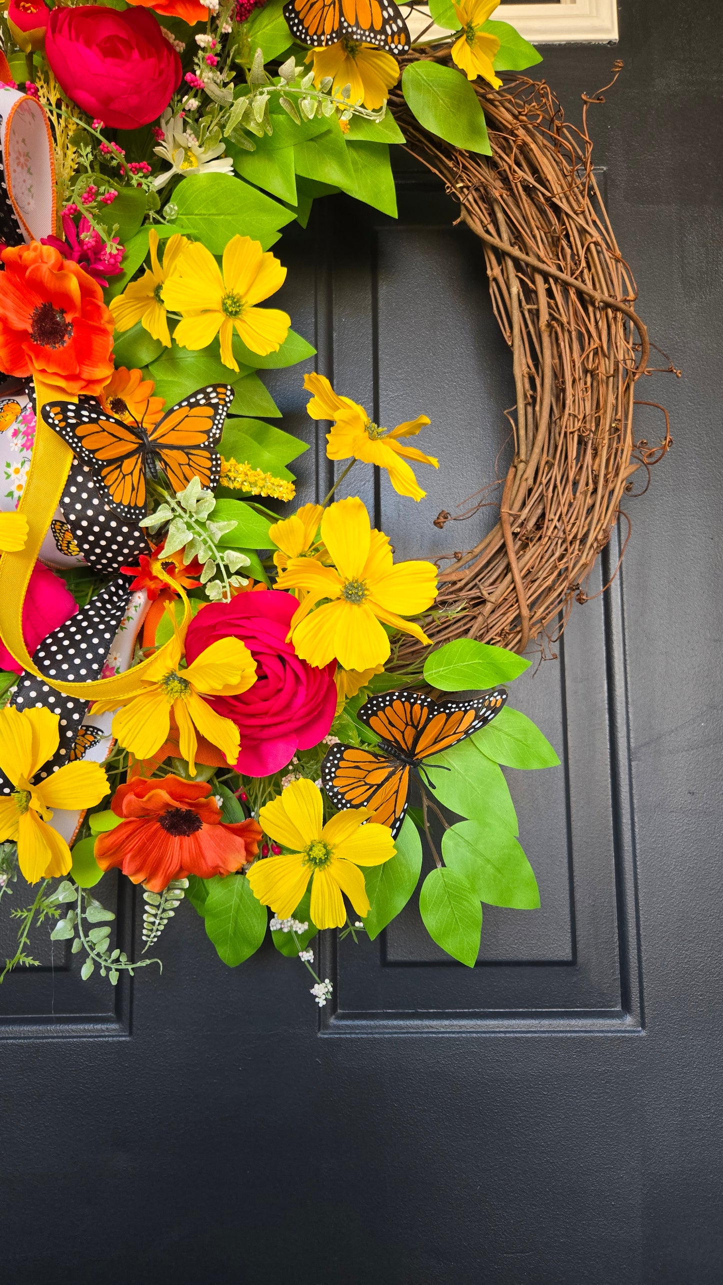Monarch Butterfly Garden Grapevine Wreath