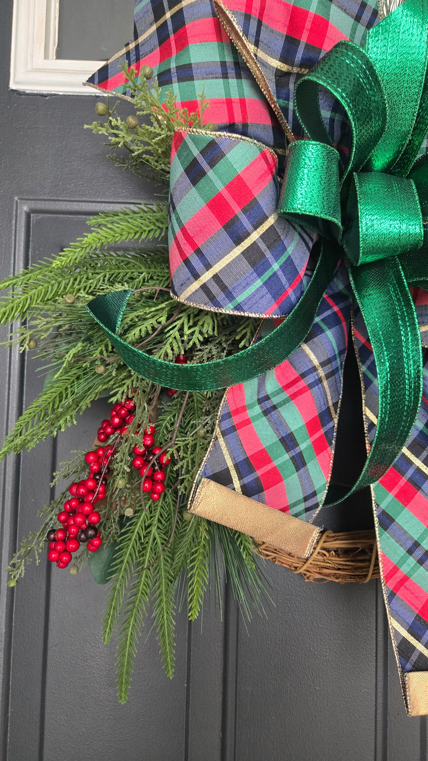 Ralph Lauren Inspired Christmas Wreath – Classic Tartan Plaid Wreath