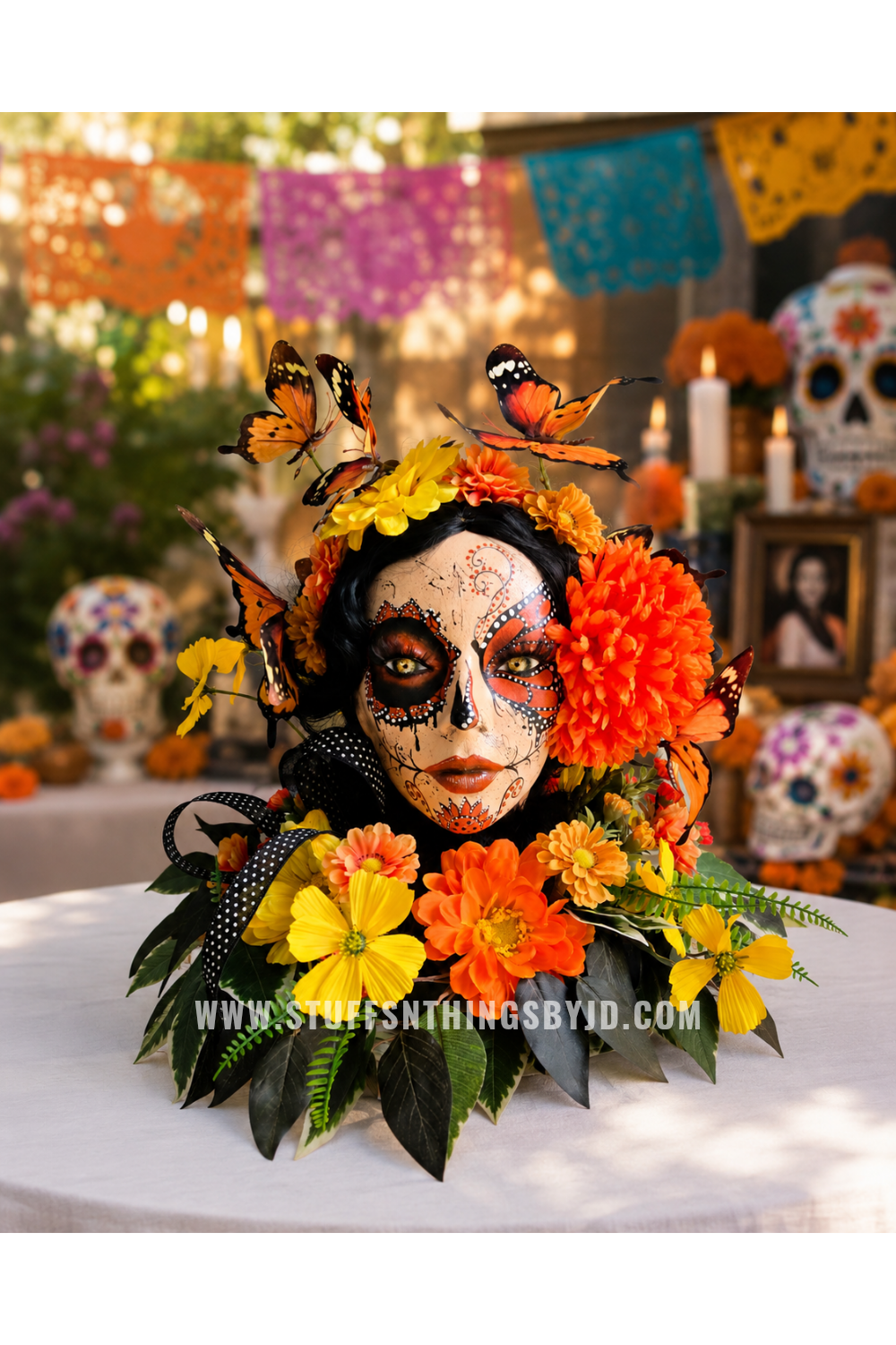 Monarch Día de los Muertos Centerpiece, Day of the Dead Arrangement