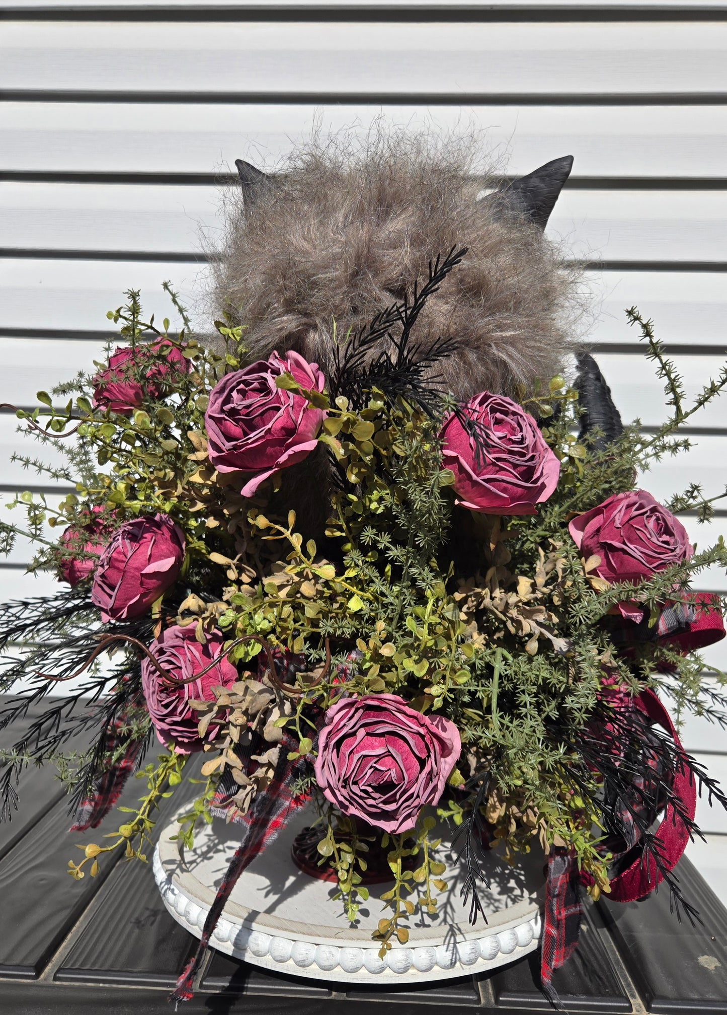 Romantic Gothic Werewolf Halloween Centerpiece | Animated Horror Floral Arrangement | One-of-a-Kind Decor