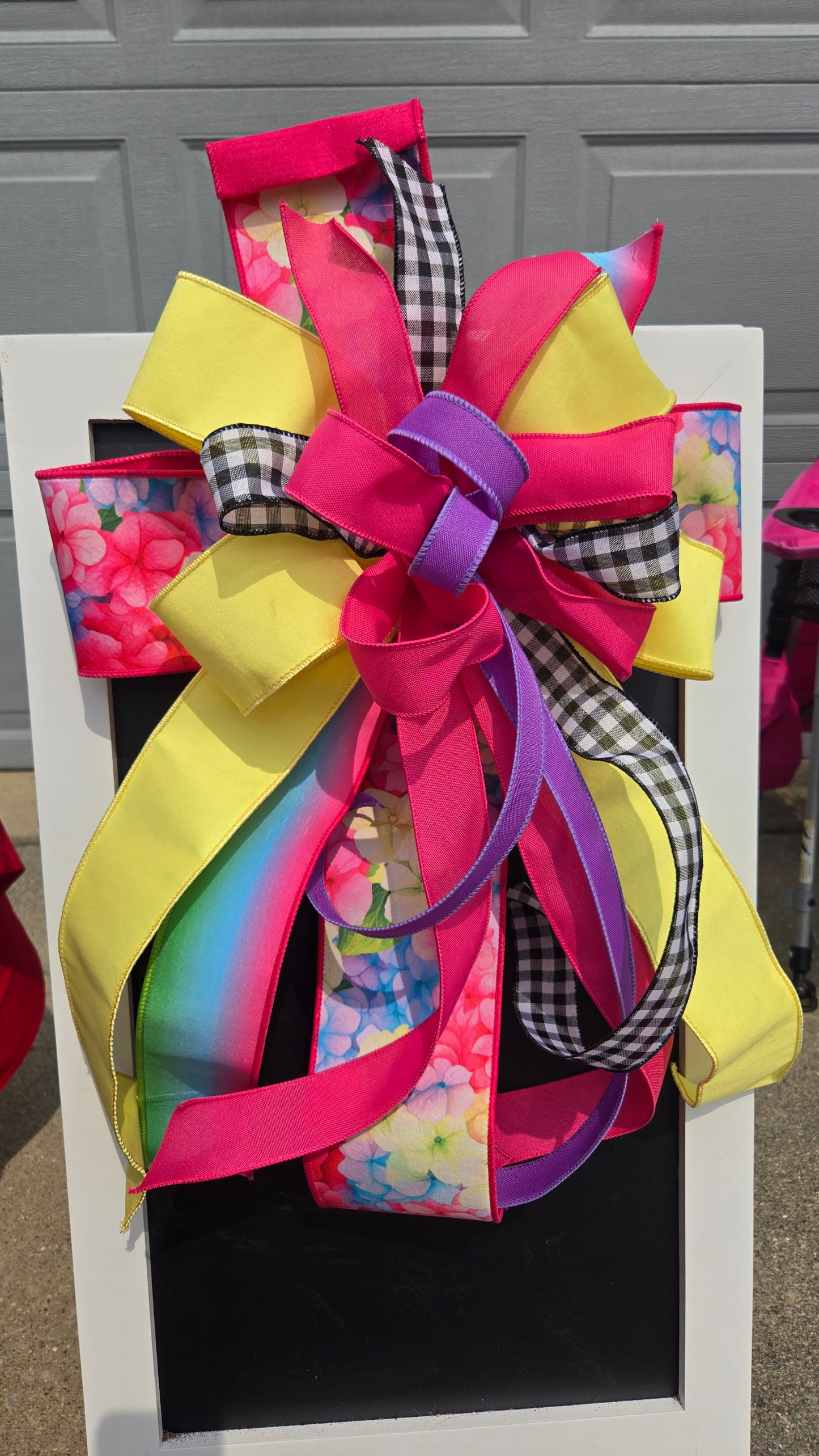 Wreath Bow - Changeable Bright Floral Summer Bow for Large Wreaths