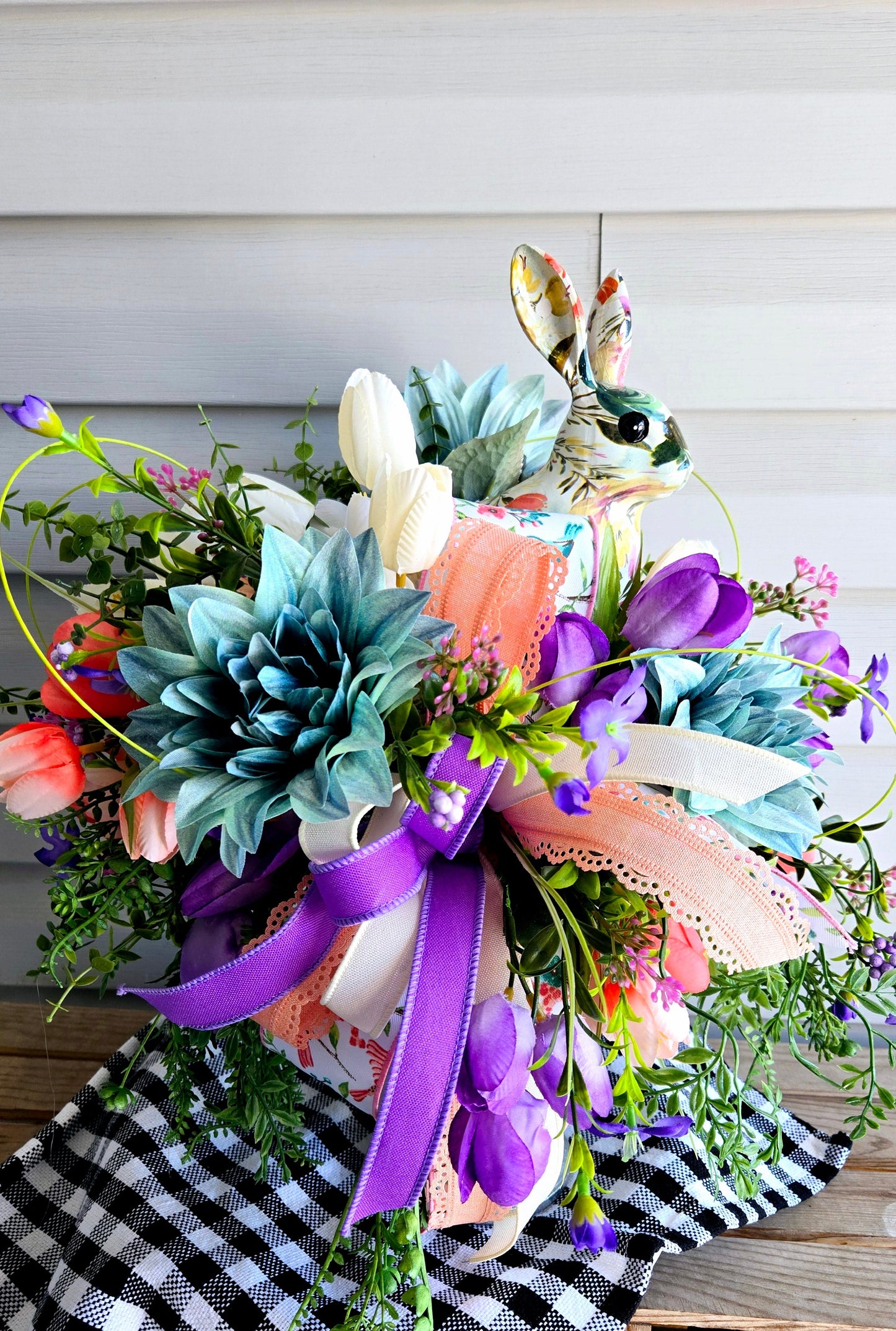 Easter Bunny Floral Candlestick Centerpiece Decoration Stuffs n Things by JD