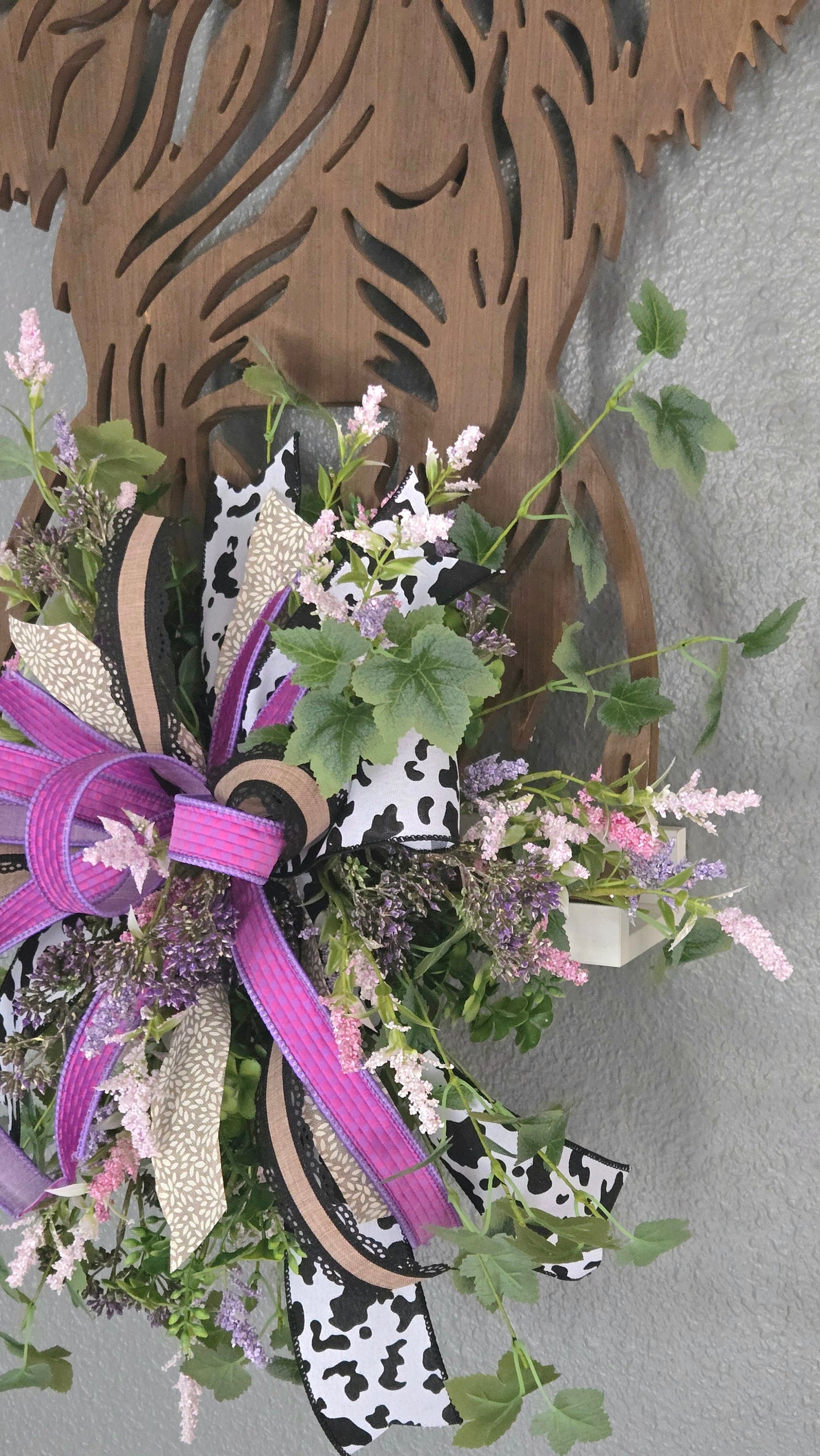 Highland Cow Wall Decor, Large Farmhouse Cow Door Hanger