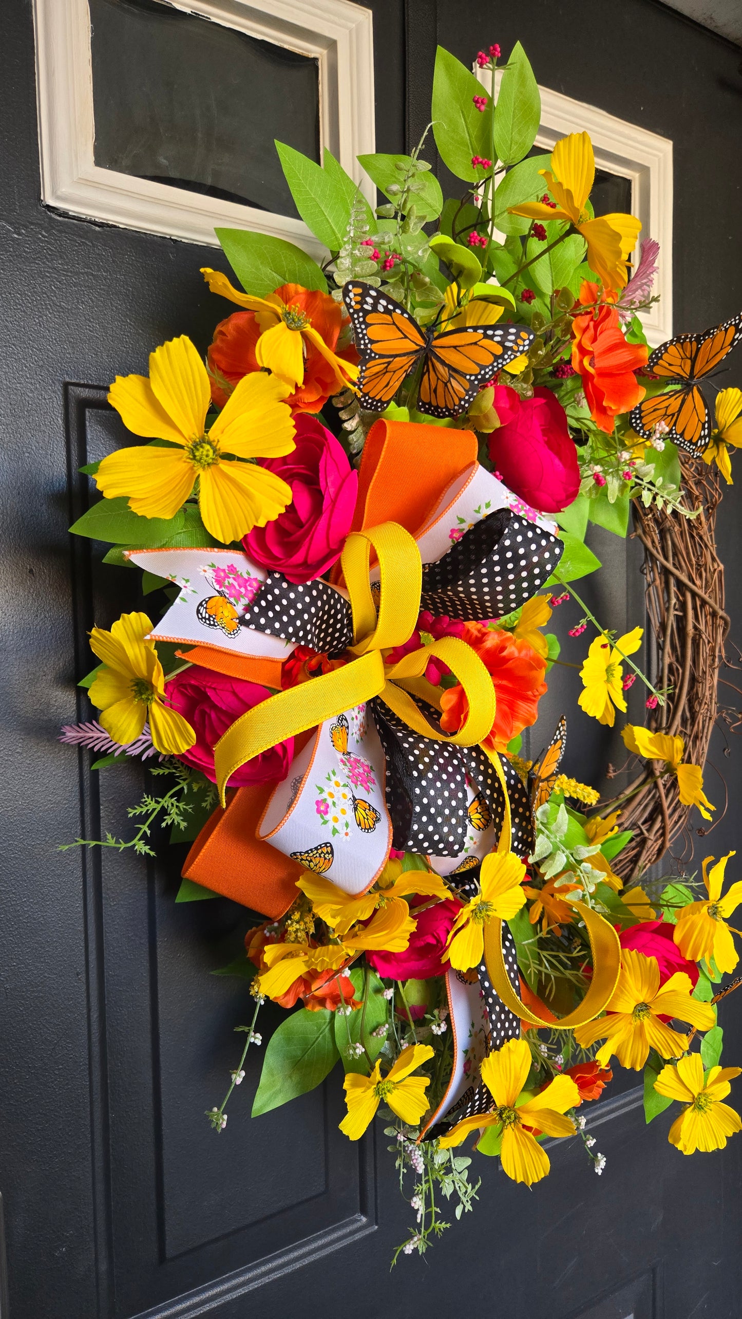 Monarch Butterfly Garden Grapevine Wreath